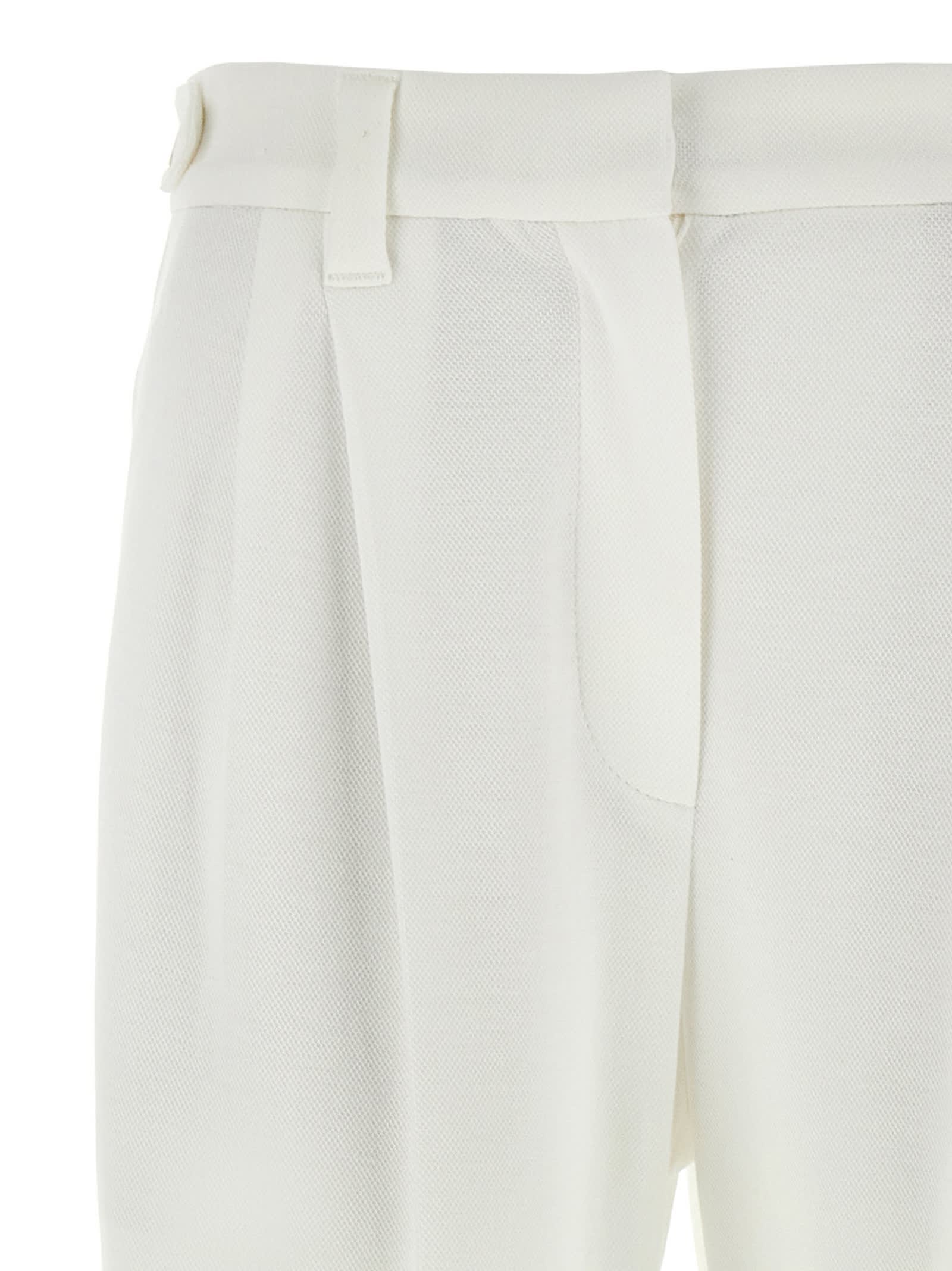 Brunello Cucinelli Cotton Blend Pants In White