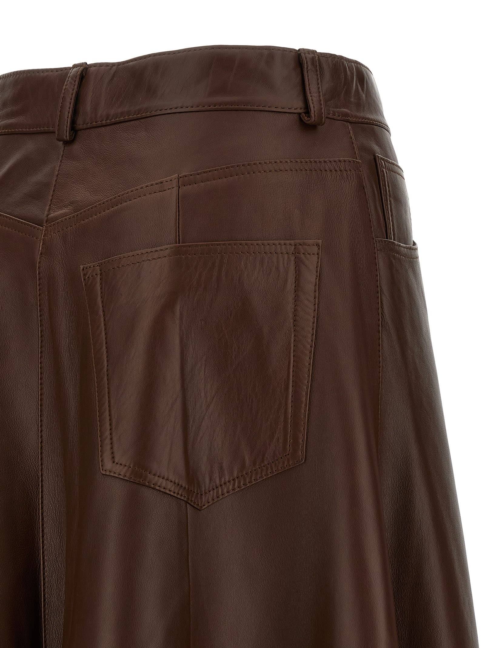 Haikure Serenity Leather Midi Skirt In Brown