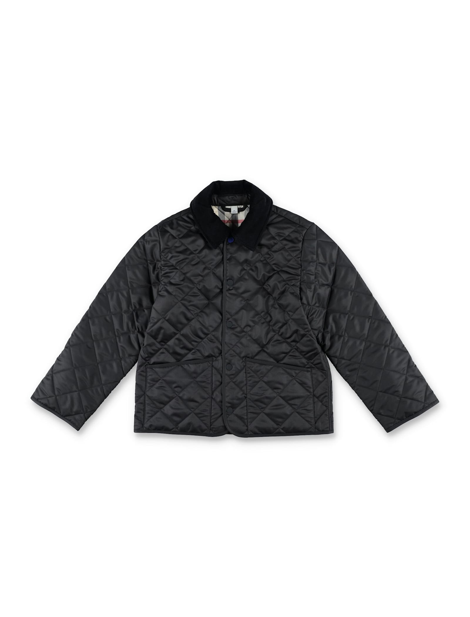 Burberry Boys Black Kids Indy Corduroy-collar Quilted 4-14 Years In Black