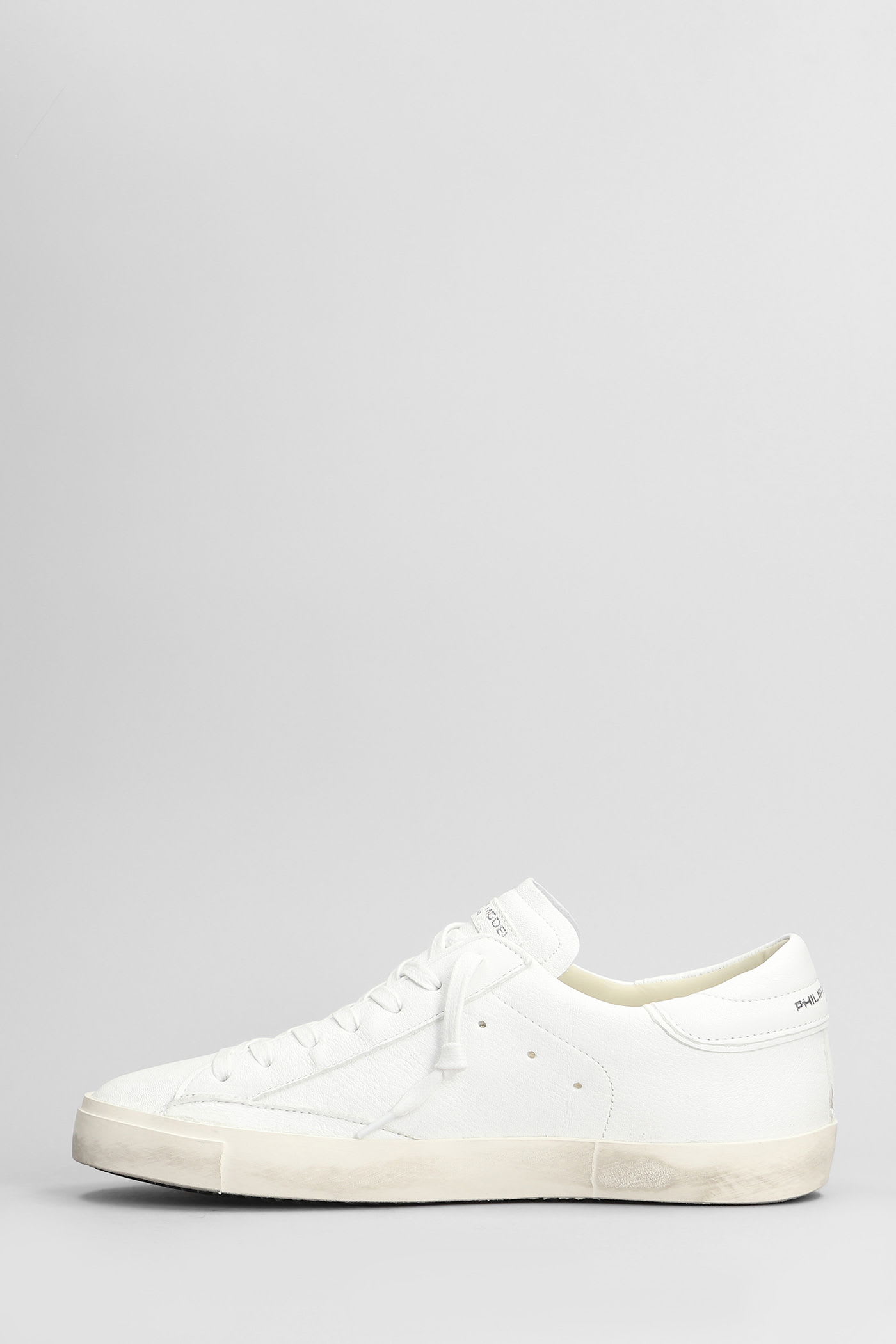 Philippe Model Prsx Low Sneakers In White Leather In White