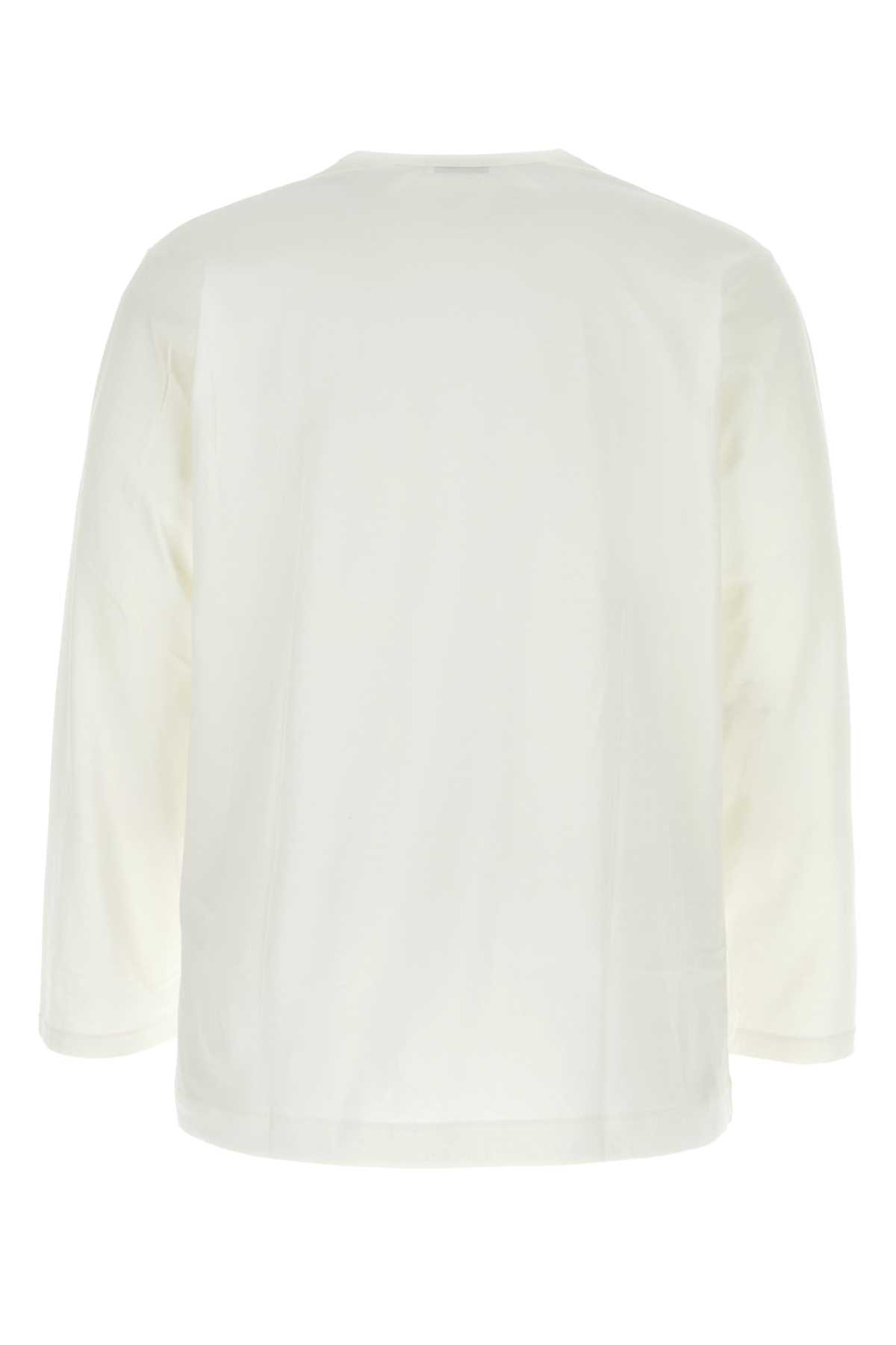 Shop Yohji Yamamoto White Cotton T-shirt In Offwhite