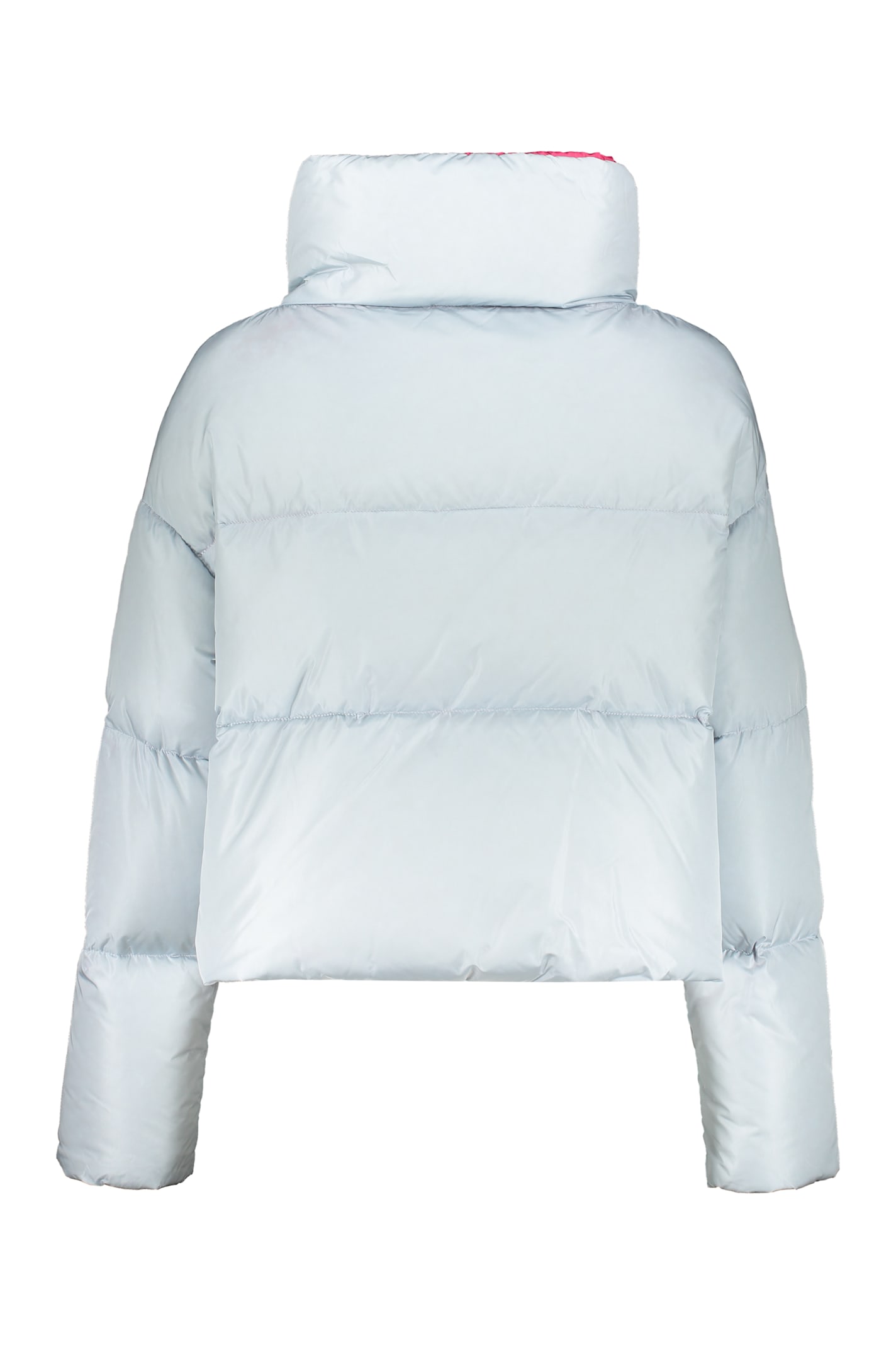 Herno Modern Winter Jacket With Pink Lining In Blue