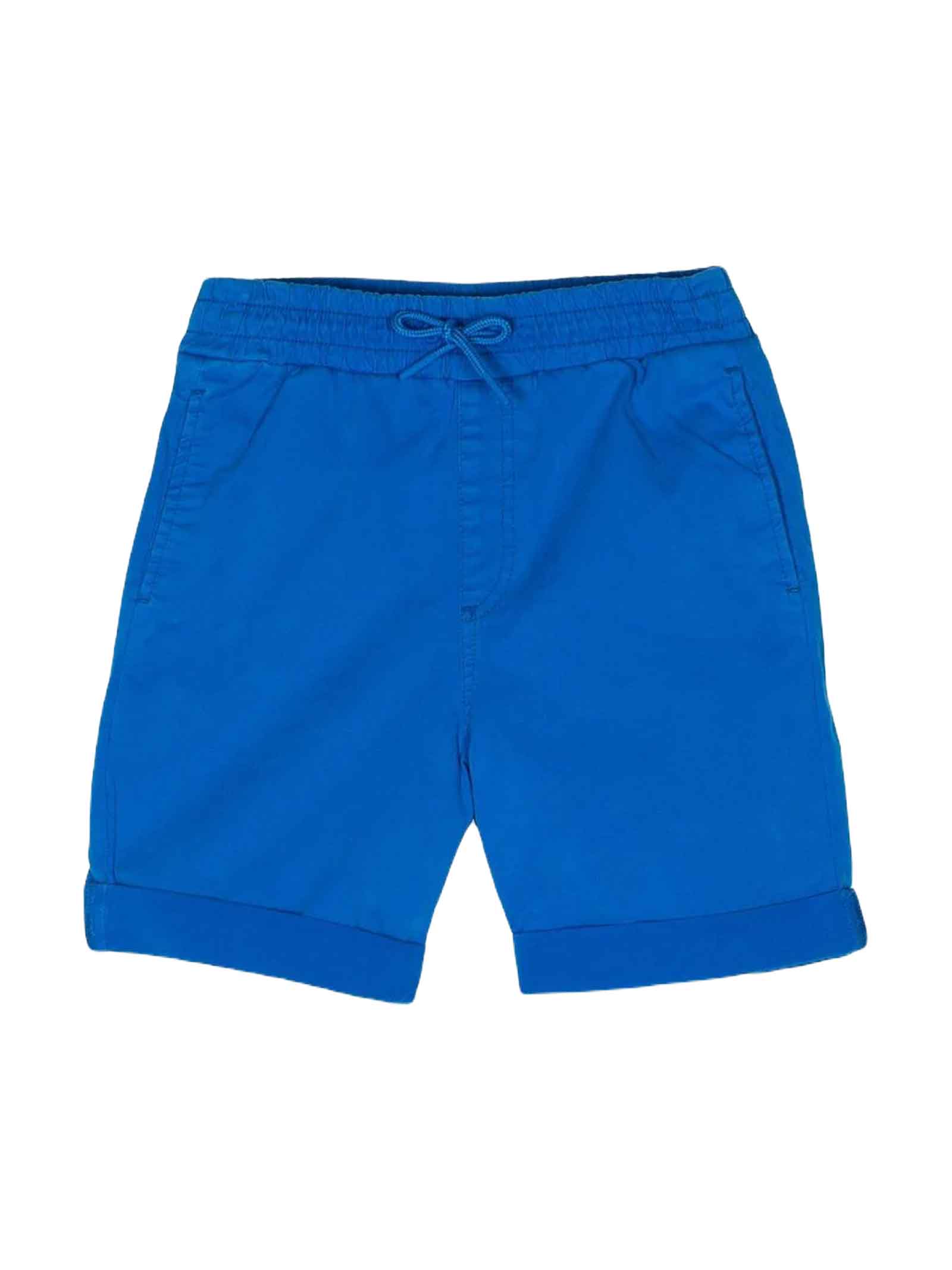 Kenzo Teen Boys Blue Cotton Twill Bermuda Shorts In Blu