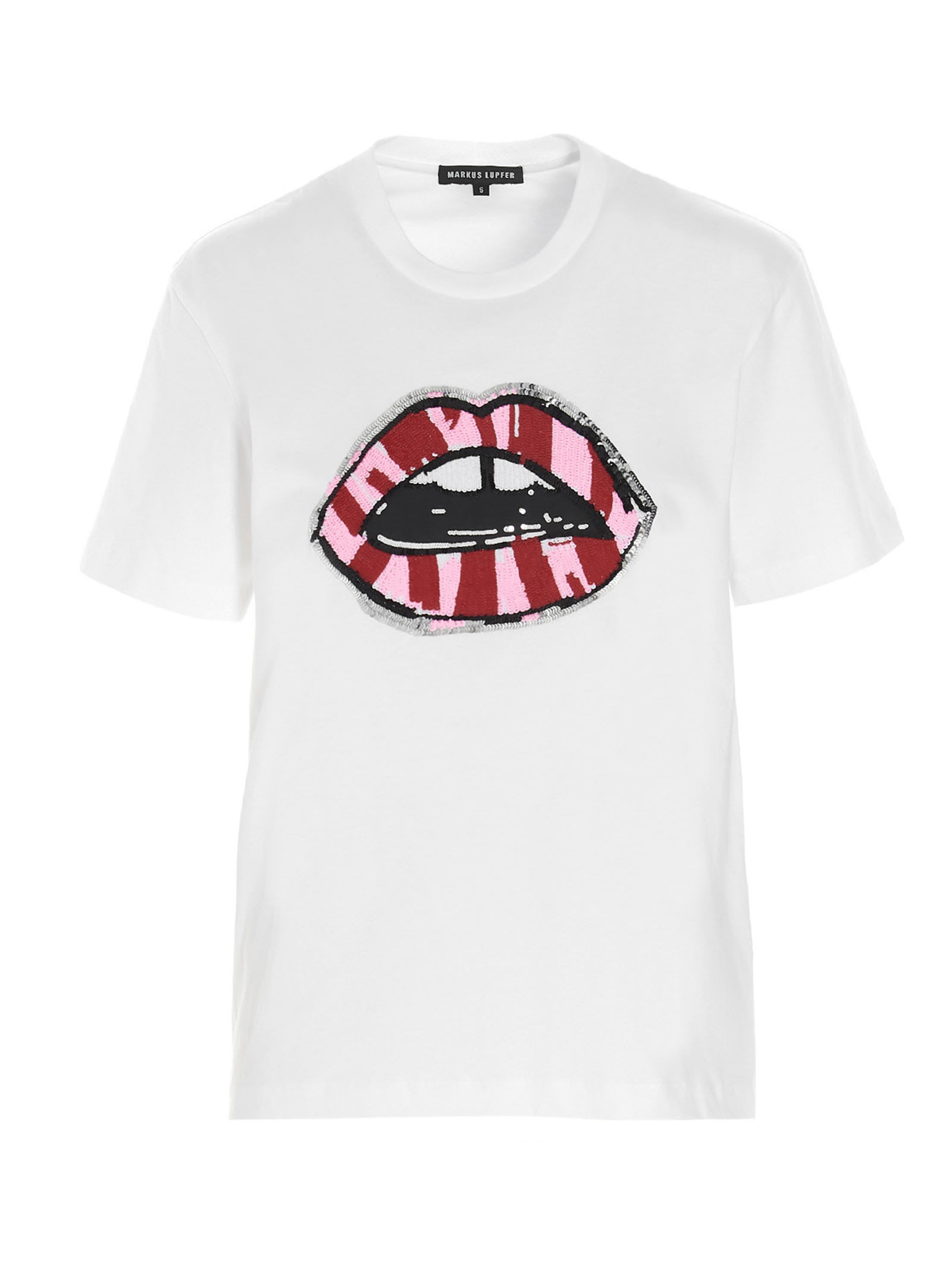 Markus Lupfer anna Sequin Two Tone Lip T-shirt