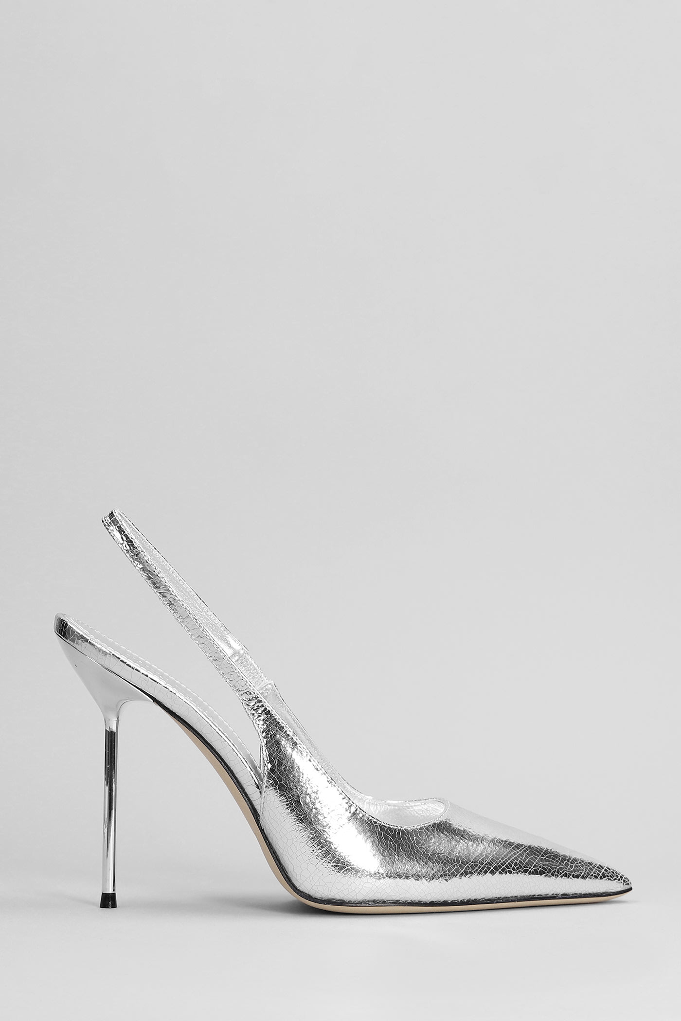PARIS TEXAS LIDIA PUMPS IN SILVER LEATHER