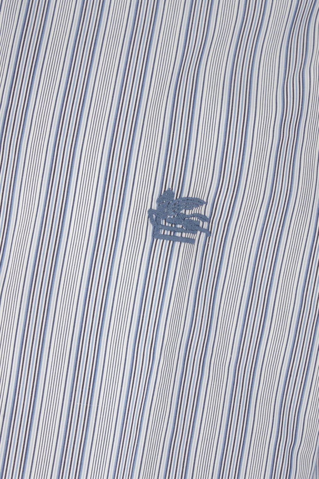 Shop Etro Pegaso Striped Shirt In Clear Blue