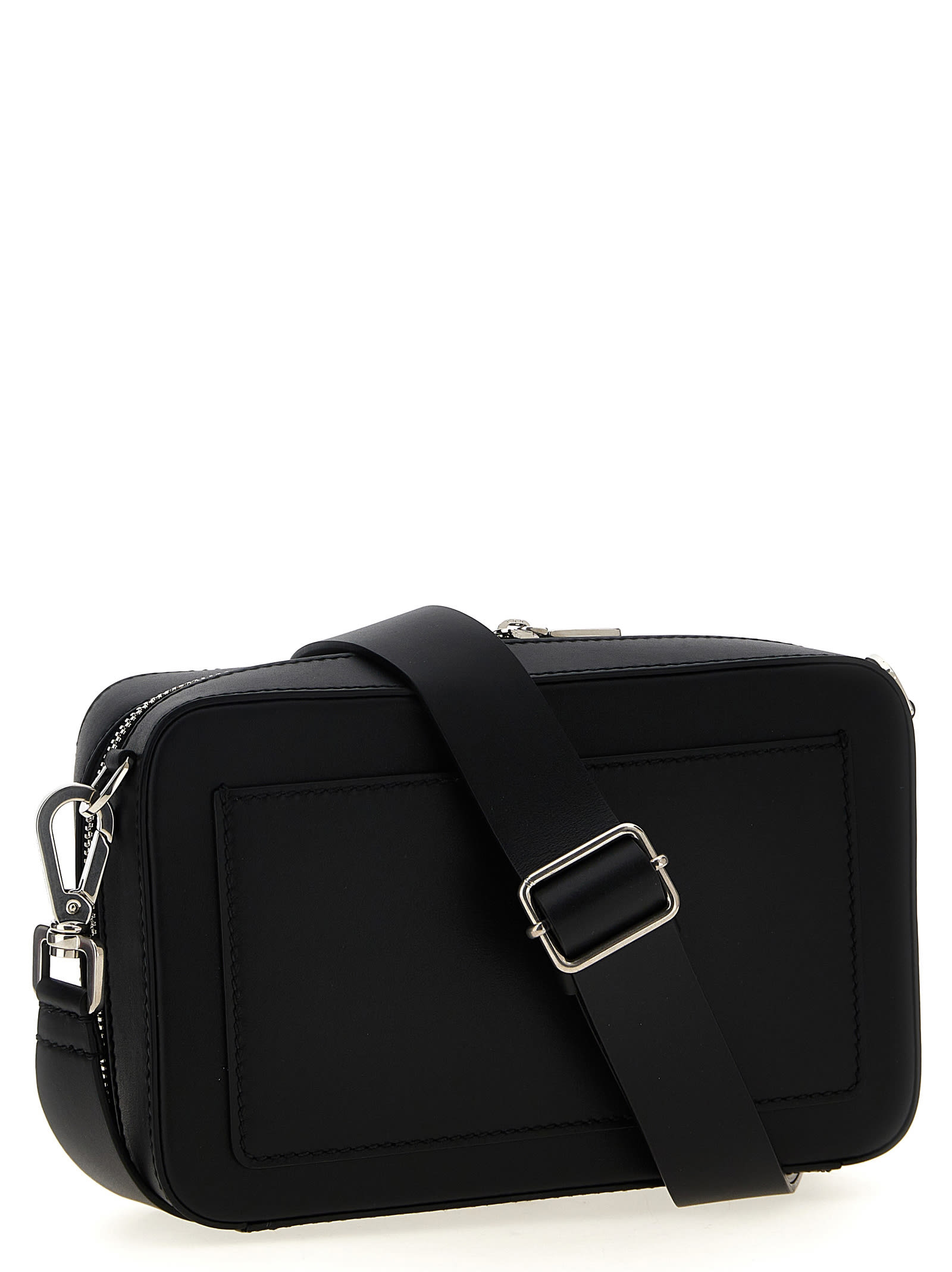 Dolce & Gabbana Brand Logo Adjustable Rectangular Messenger Bag Strap In Black