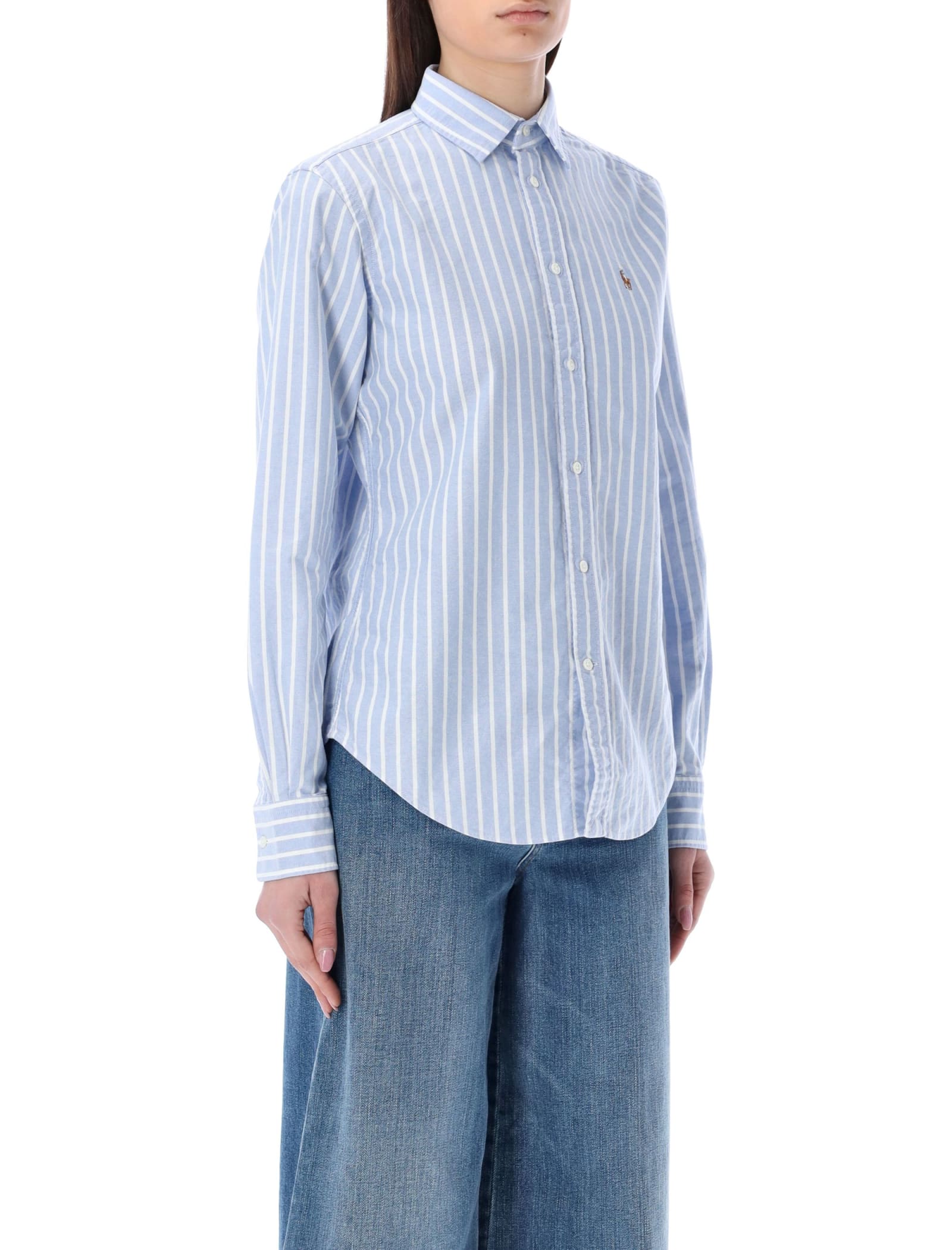 Polo Ralph Lauren Striped Pattern Oxford Shirt In Blue