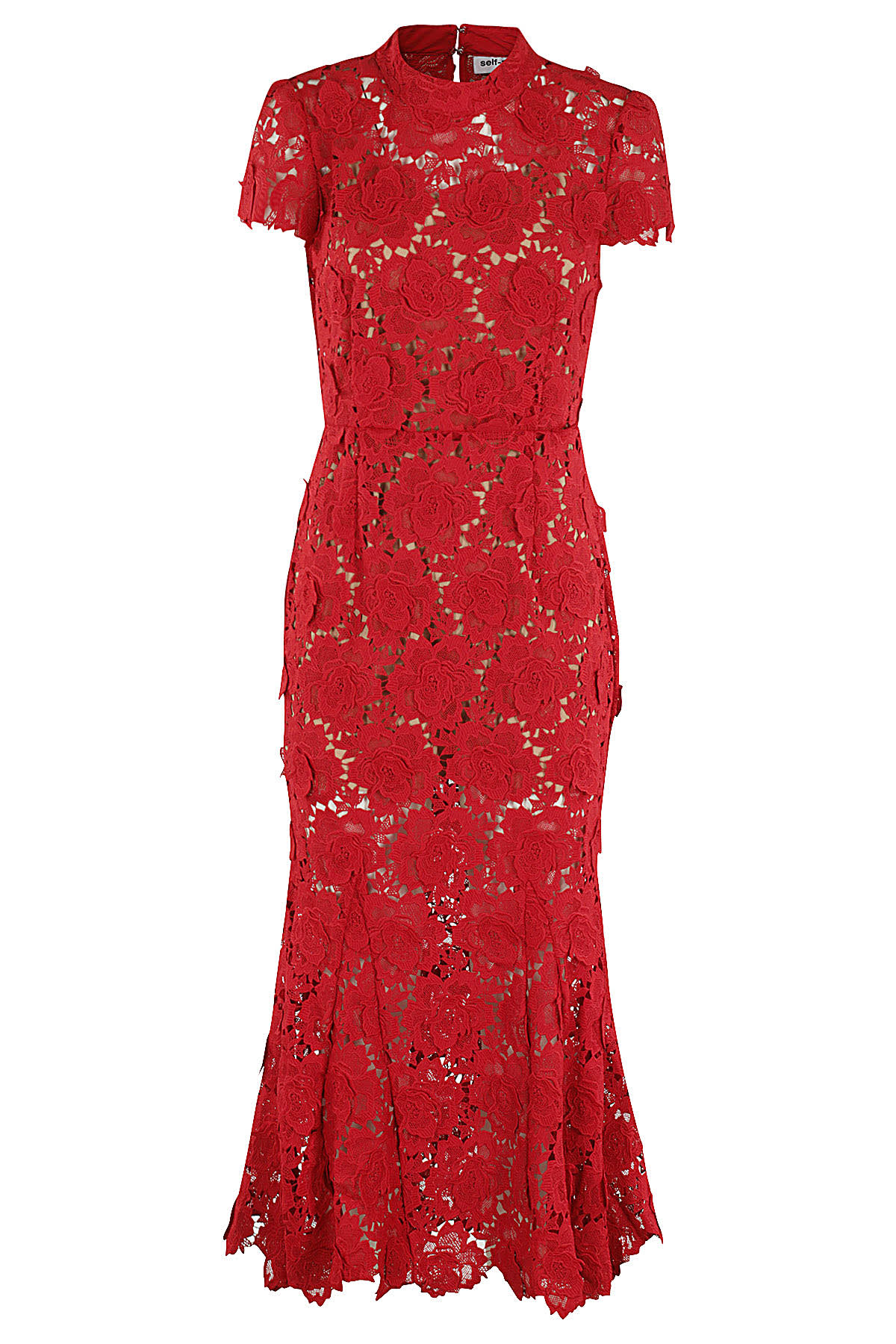SELF-PORTRAIT Cutout crystal-embellished lace and satin maxi dress