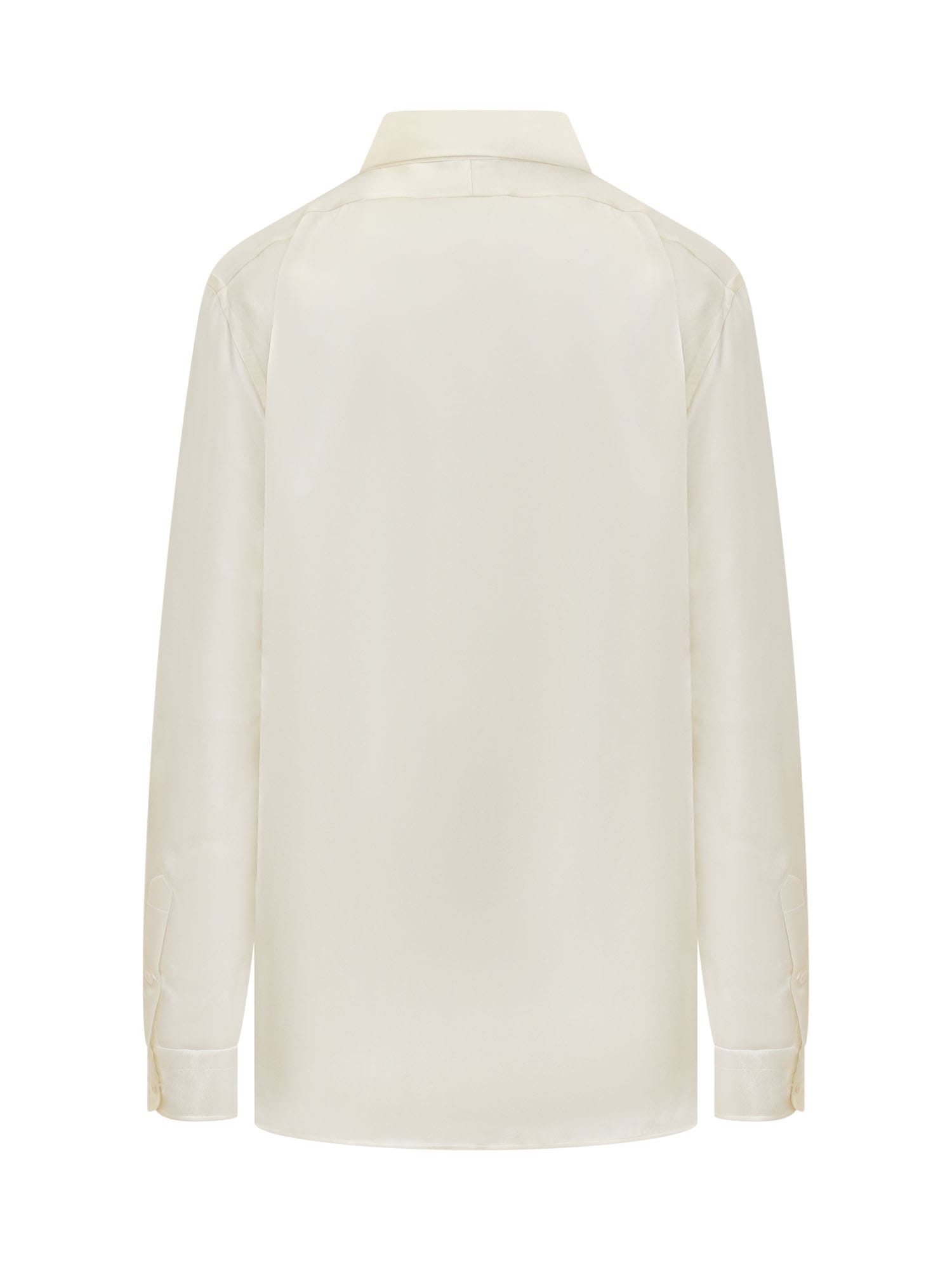 Shop Tom Ford Silk Shirt With Pleated Detail In Off White (white)