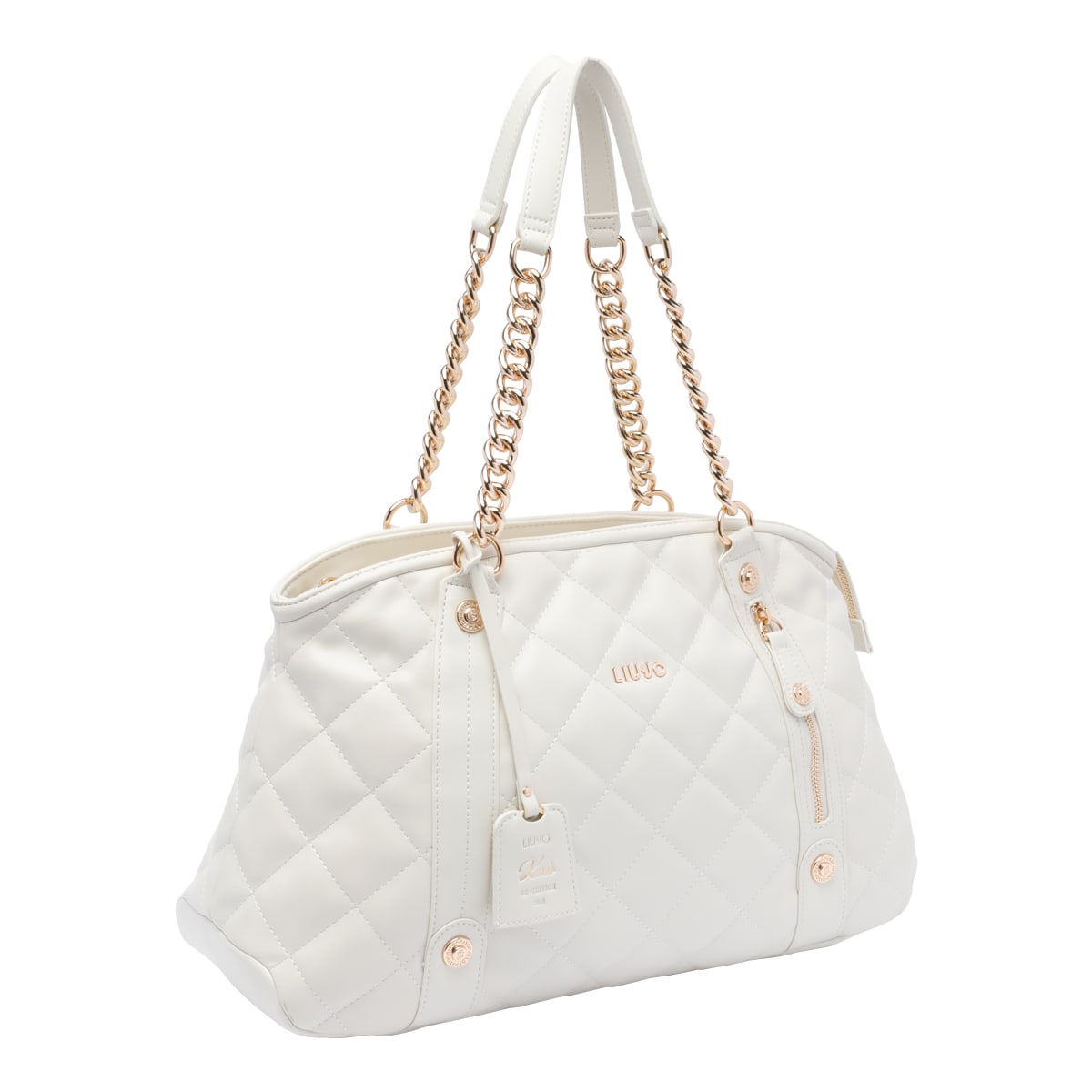 Liu •jo Liu Jo Cream Quilted Bag With Logo In White