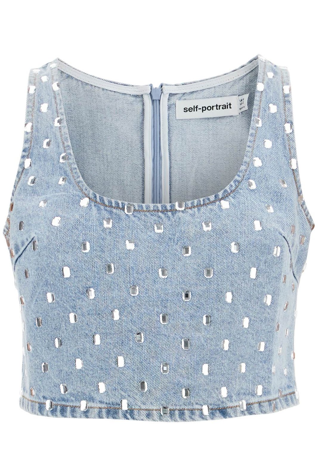 Embellished Cropped Denim Top