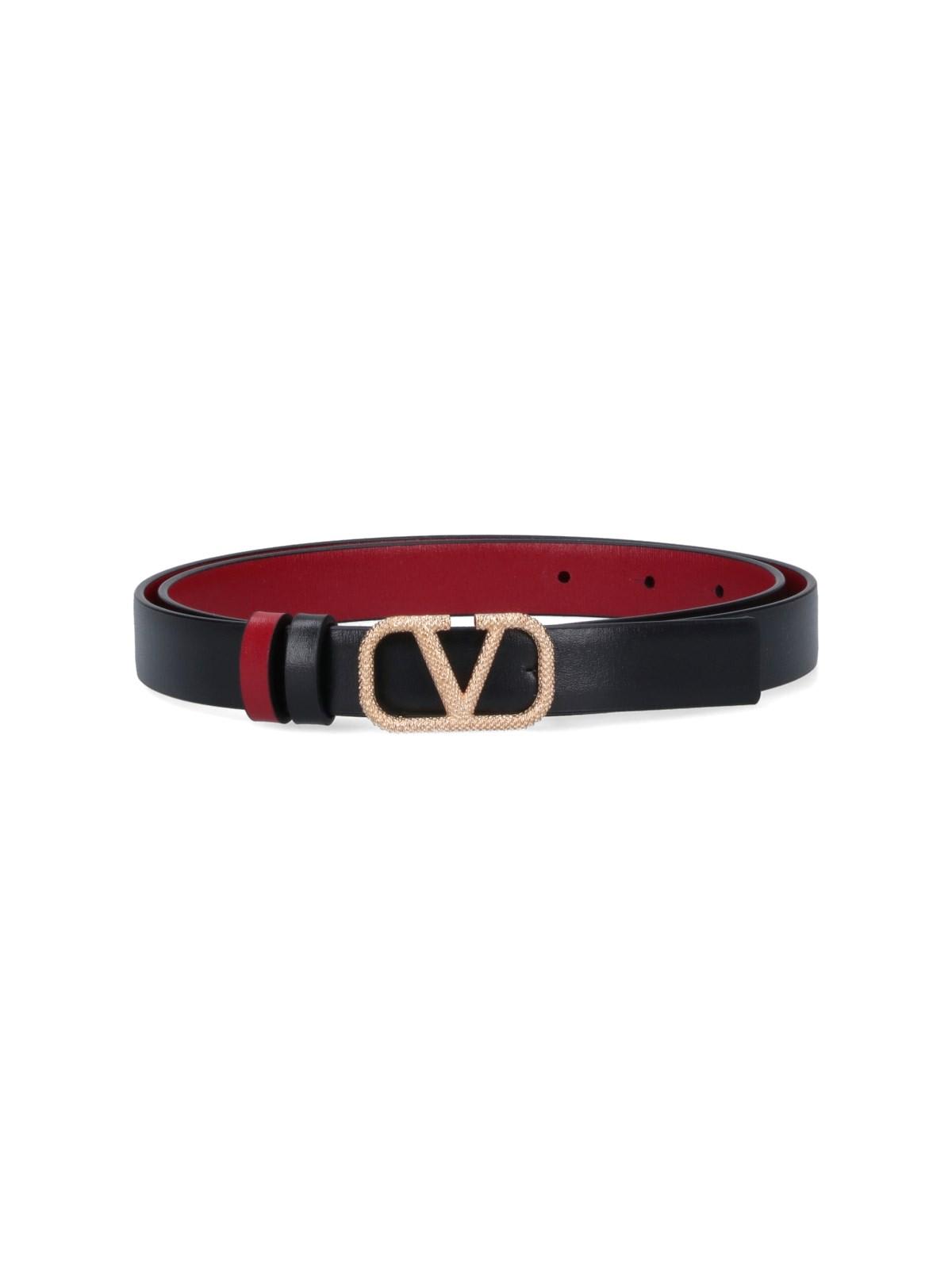 Shop Valentino Vlogo Signature Reversible Belt In Nero-rosso V