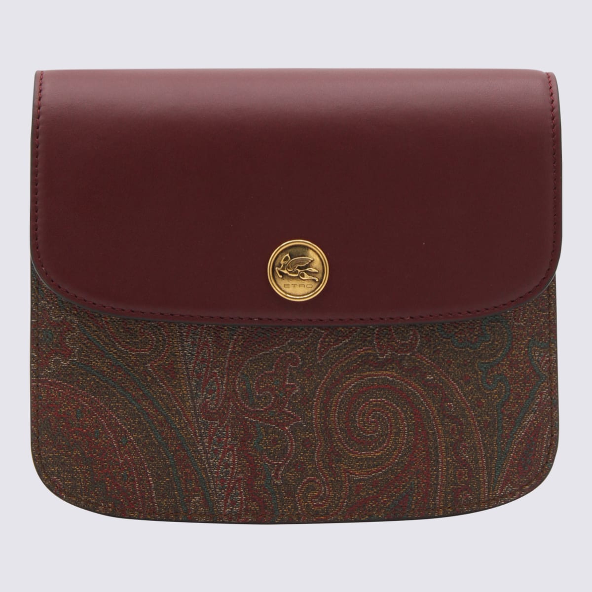 Shop Etro Bordeaux And Multicolour Paisley Essential Medium Shoulder Bag