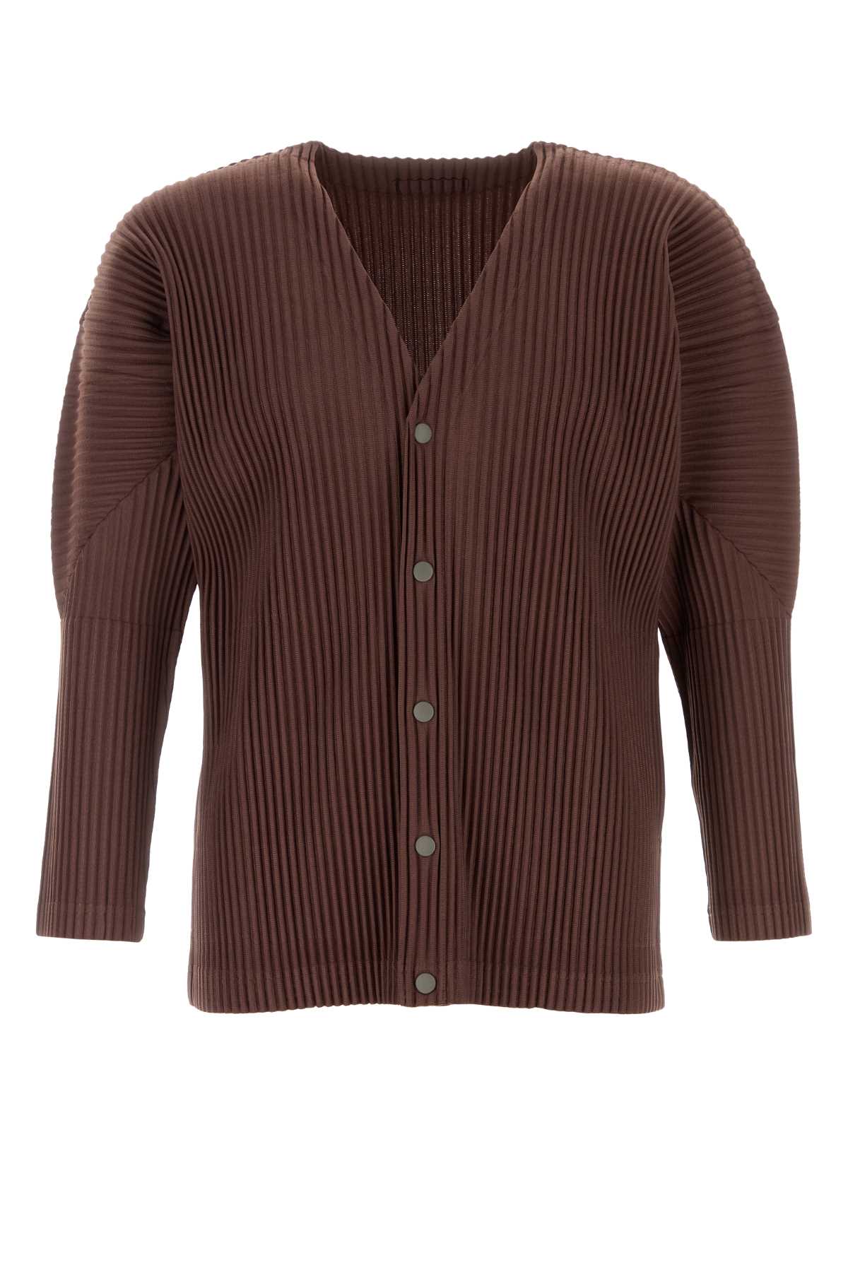 Issey Miyake Long Sleeve Ribbed Cardigan V-neck In Multi