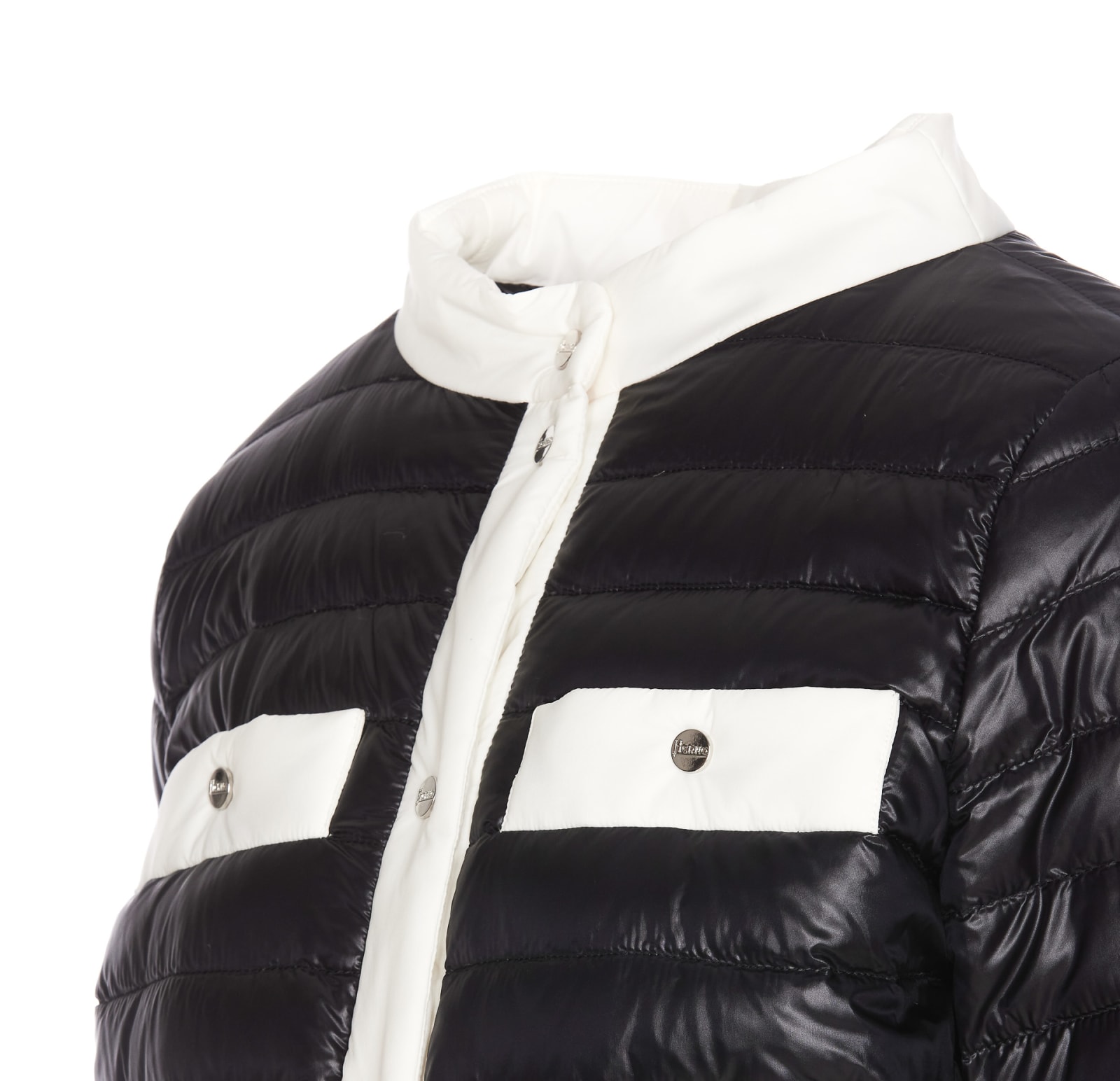 Shop Herno High-neck 4 Pockets Padded Jacket In Black