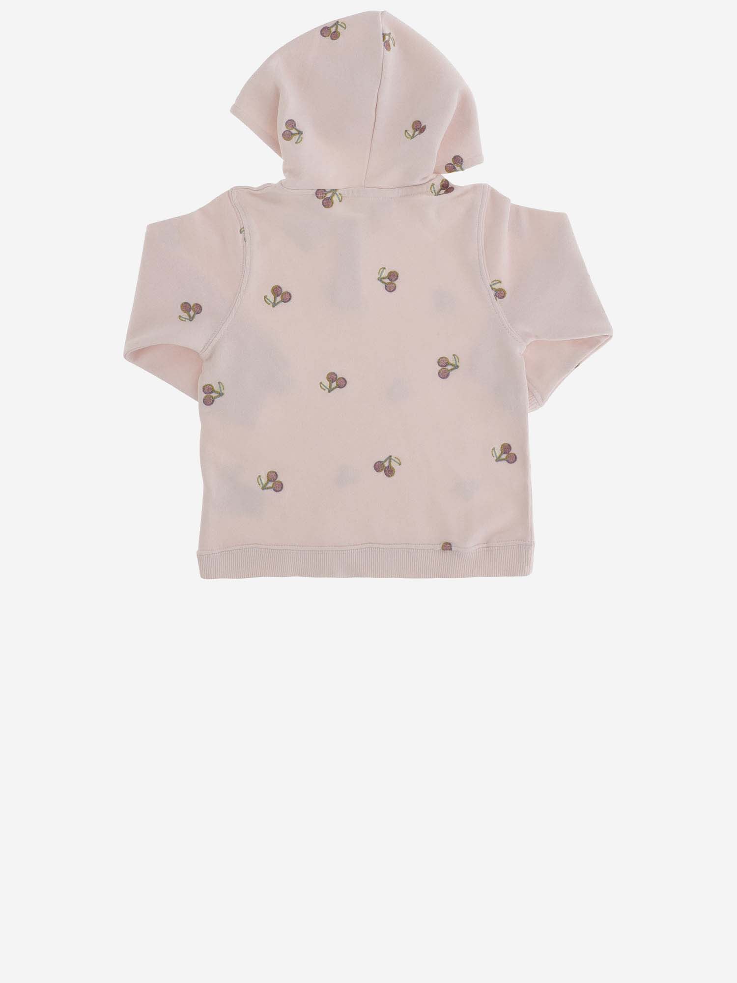 Shop Bonpoint Cotton Hoodie With Cherries In Pink