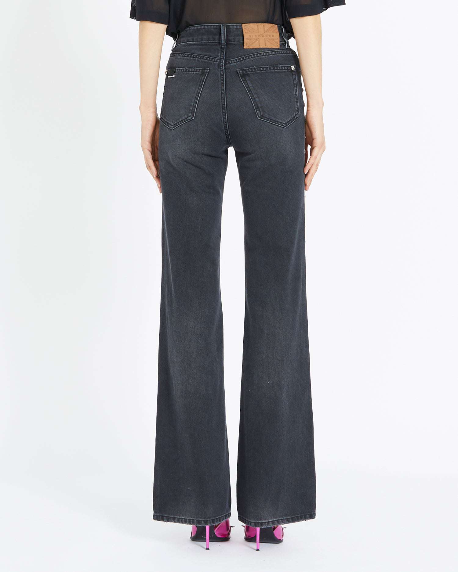 Shop John Richmond Jeans With Side Studs In Nero