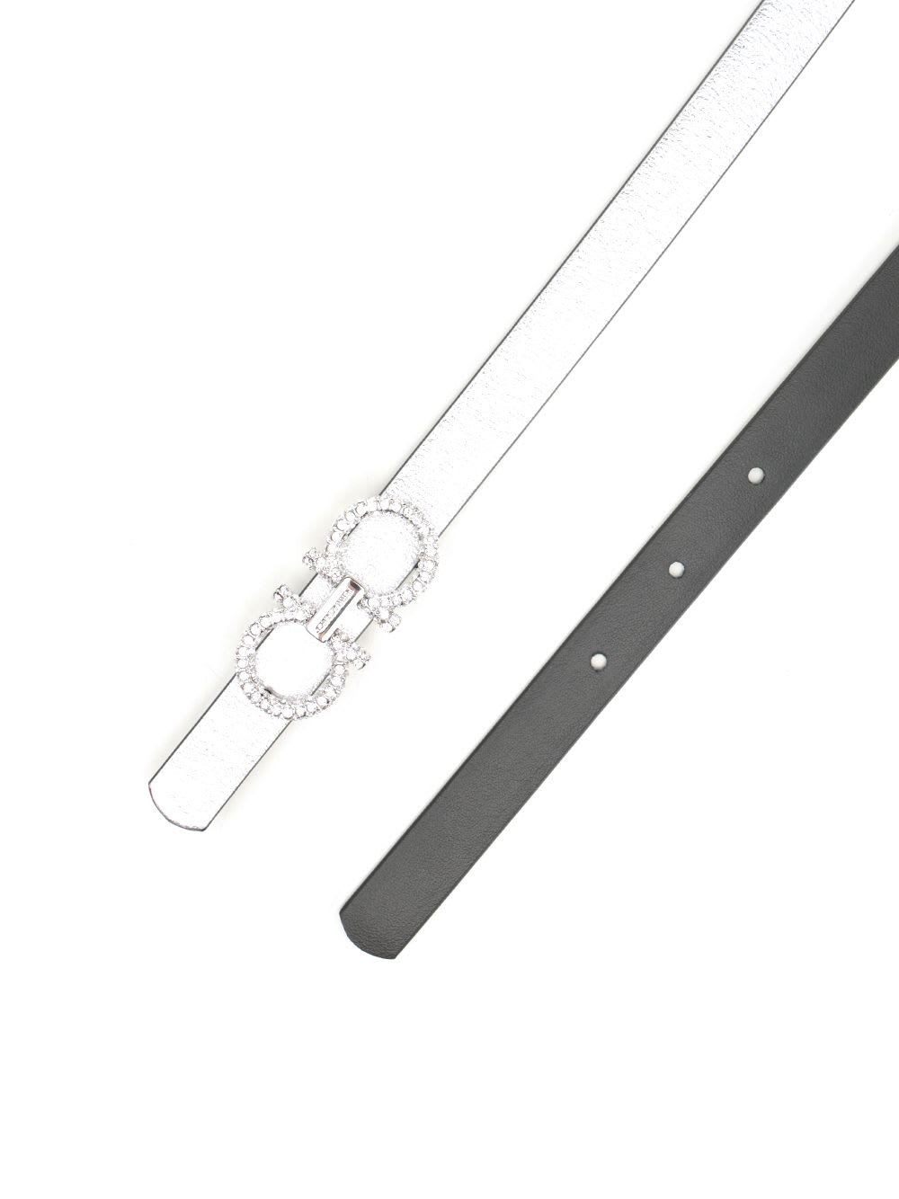 Ferragamo Adjustable Gancini Belt In Silver