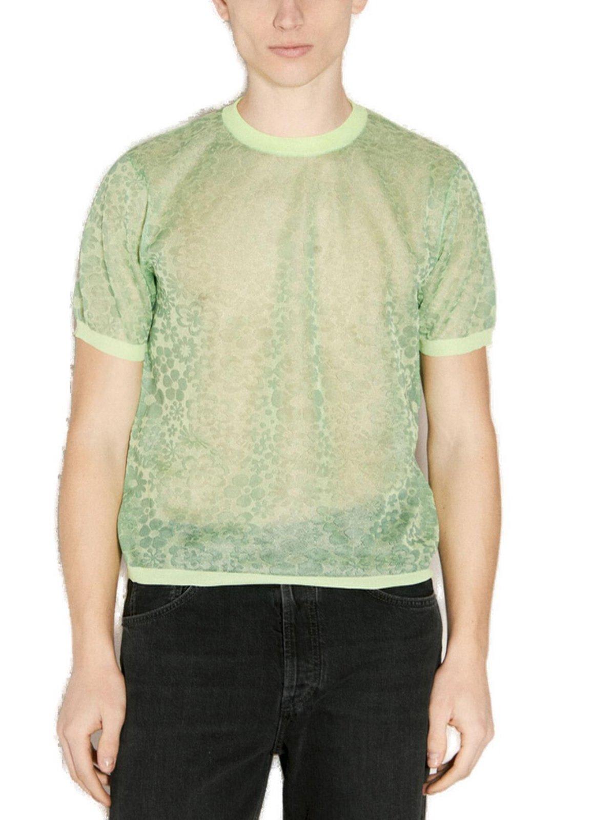 Granny Pattern-jacquard Mesh T-shirt