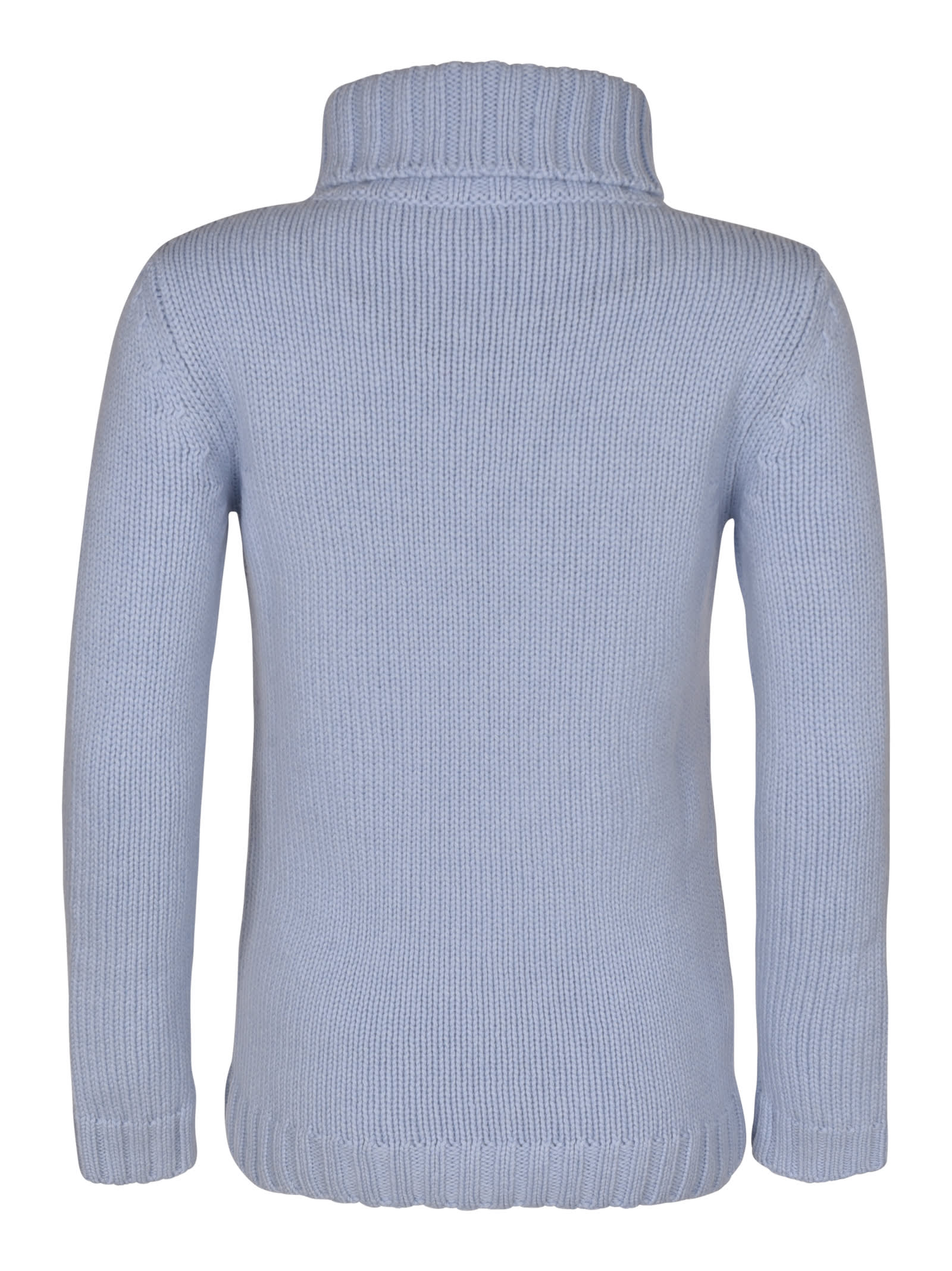 Shop Base Rib Knit Plain Turtleneck Pullover In Light Blue