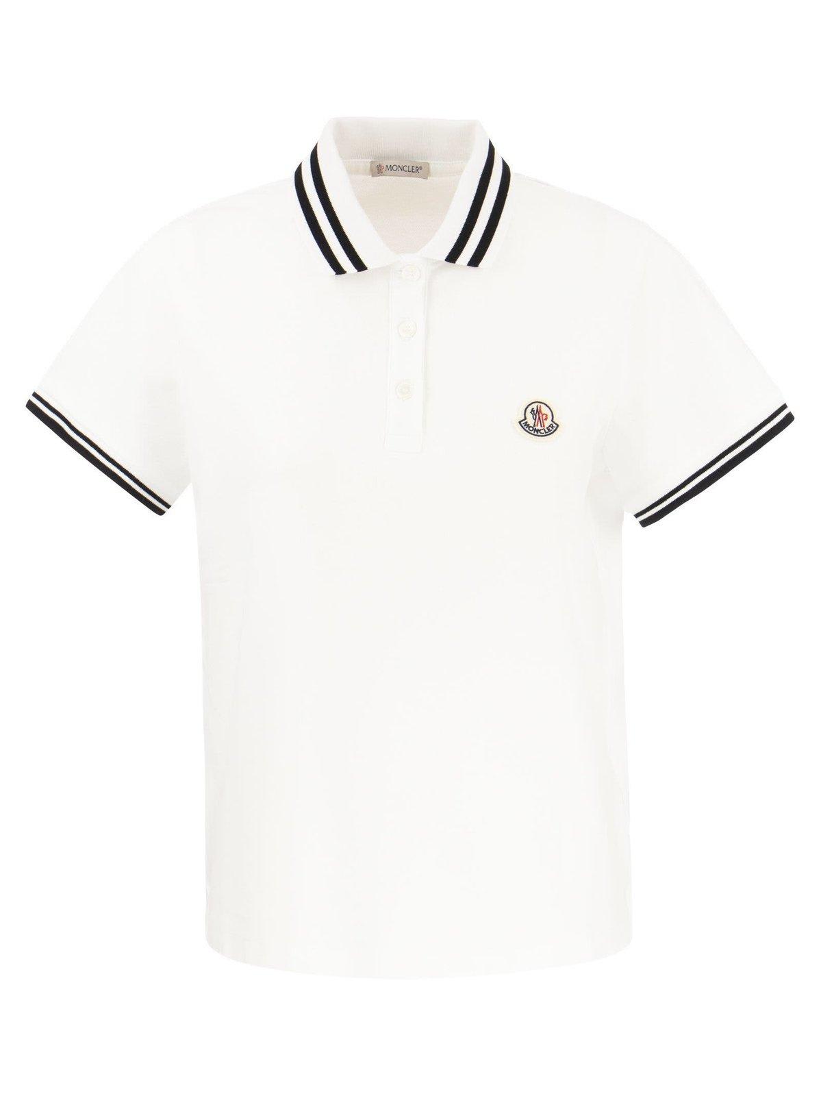 Moncler Logo Patch Polo Shirt In White