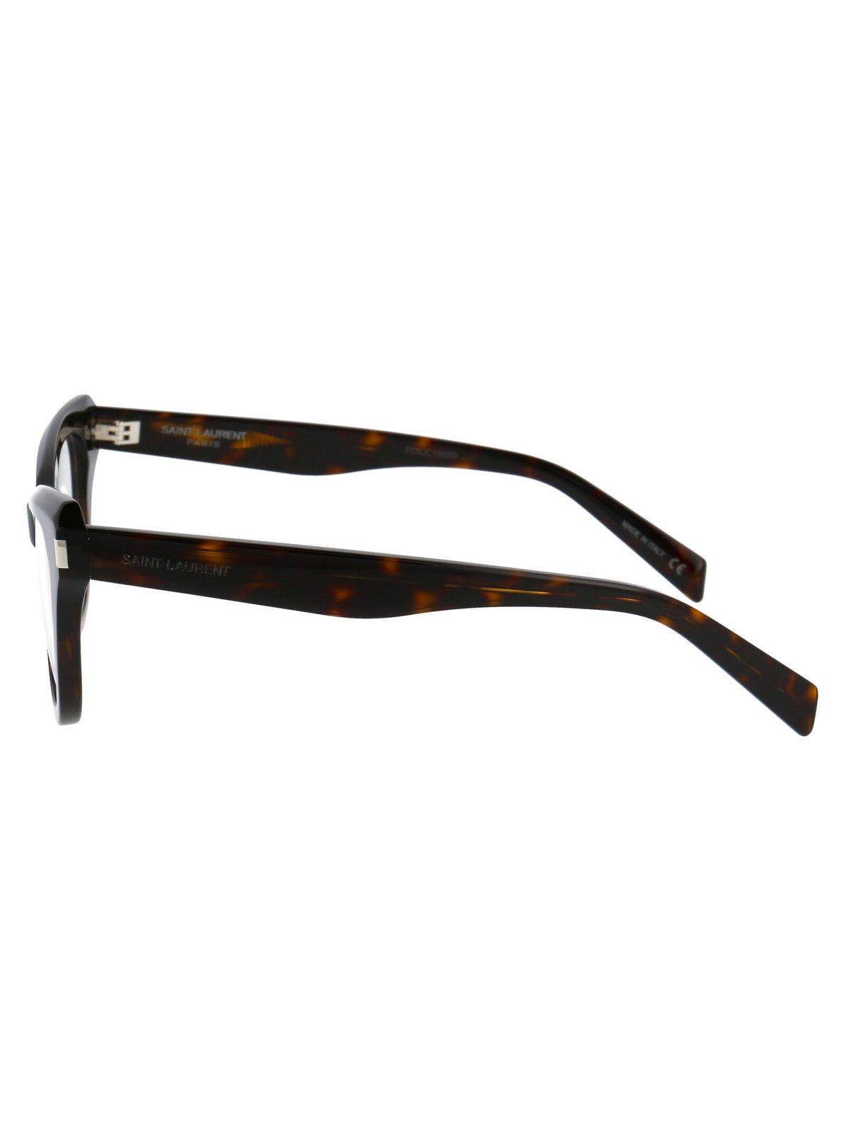 Shop Saint Laurent Cat-eye Frame Glasses In 002 Havana Havana Transpa