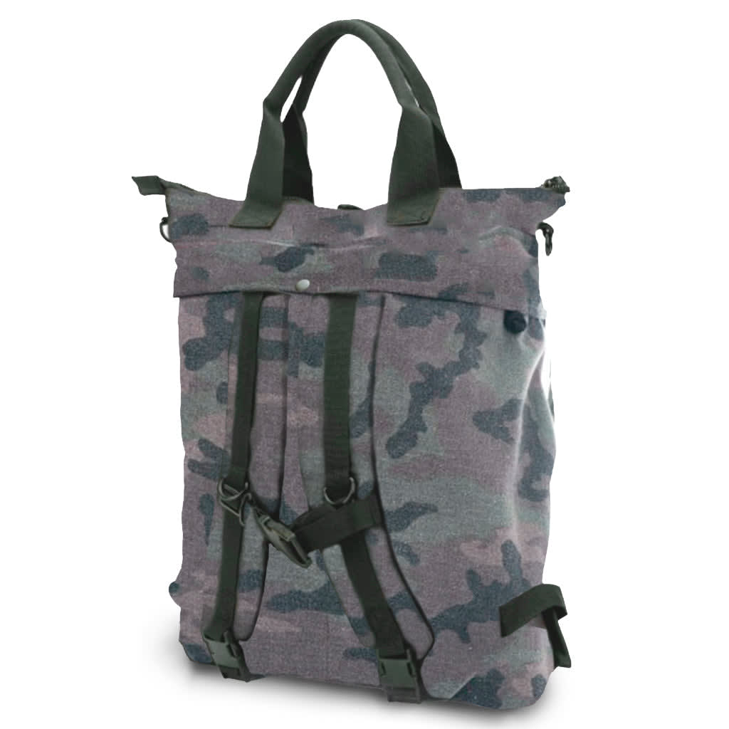 Mc2 Saint Barth Canvas Camouflage Backpack In Green