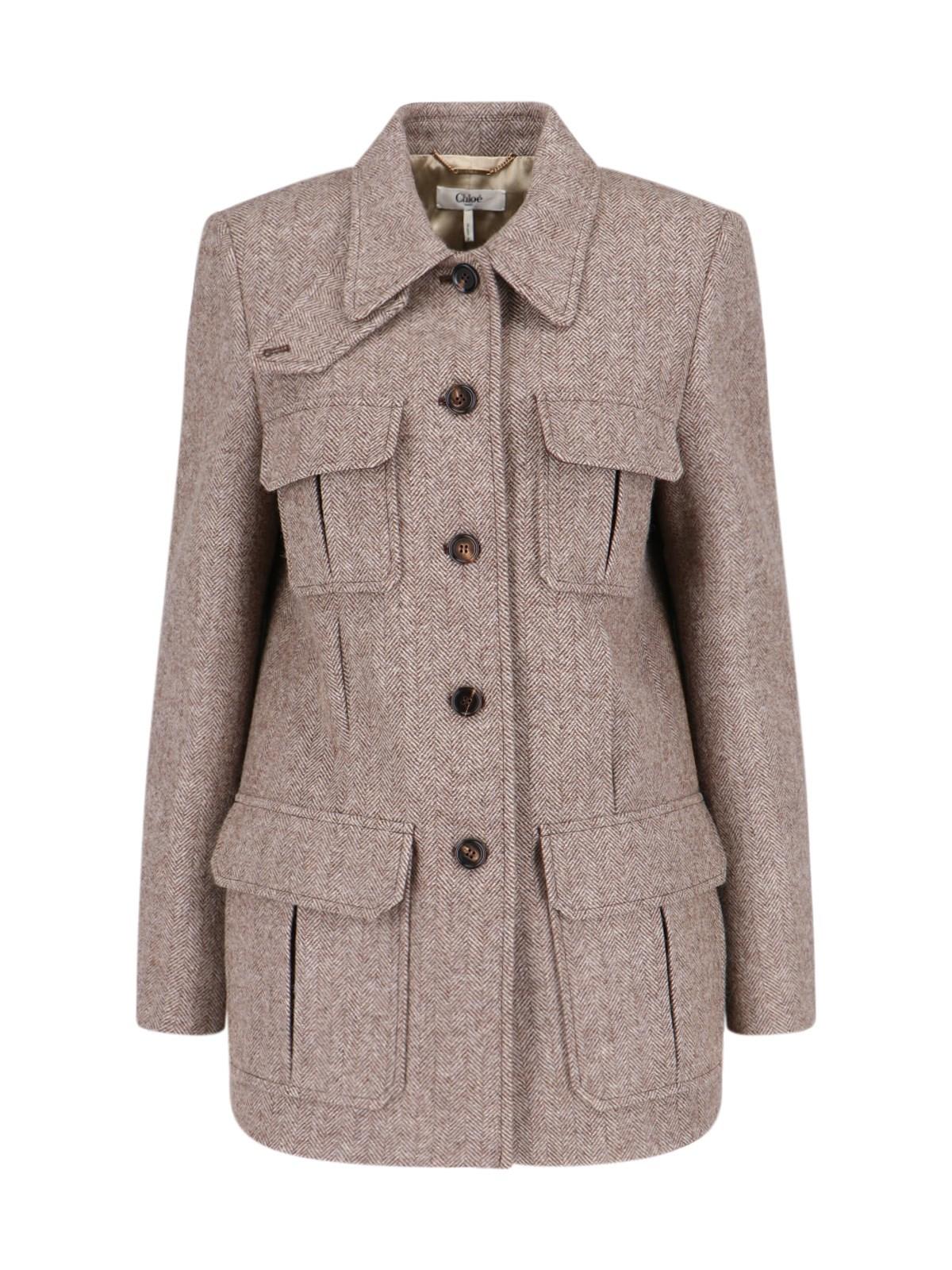 Shop Chloé Multipocket Mini Coat In Brown