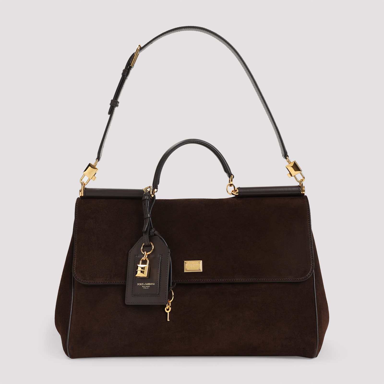Dolce & Gabbana Sicily Soft Suede Shoulder Bag In Brown