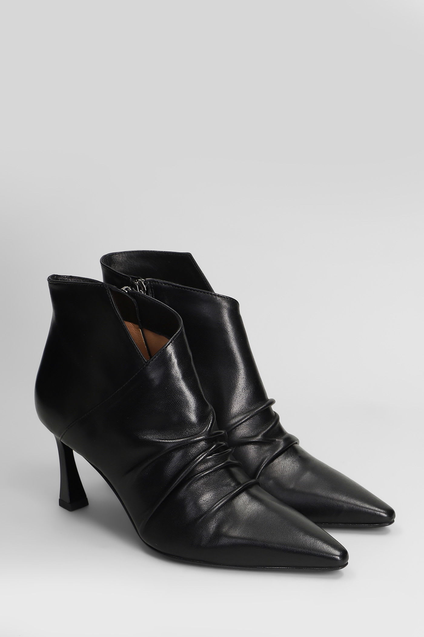 The Seller 80mm Ruched Pointed-toe Ankle Boots In Black