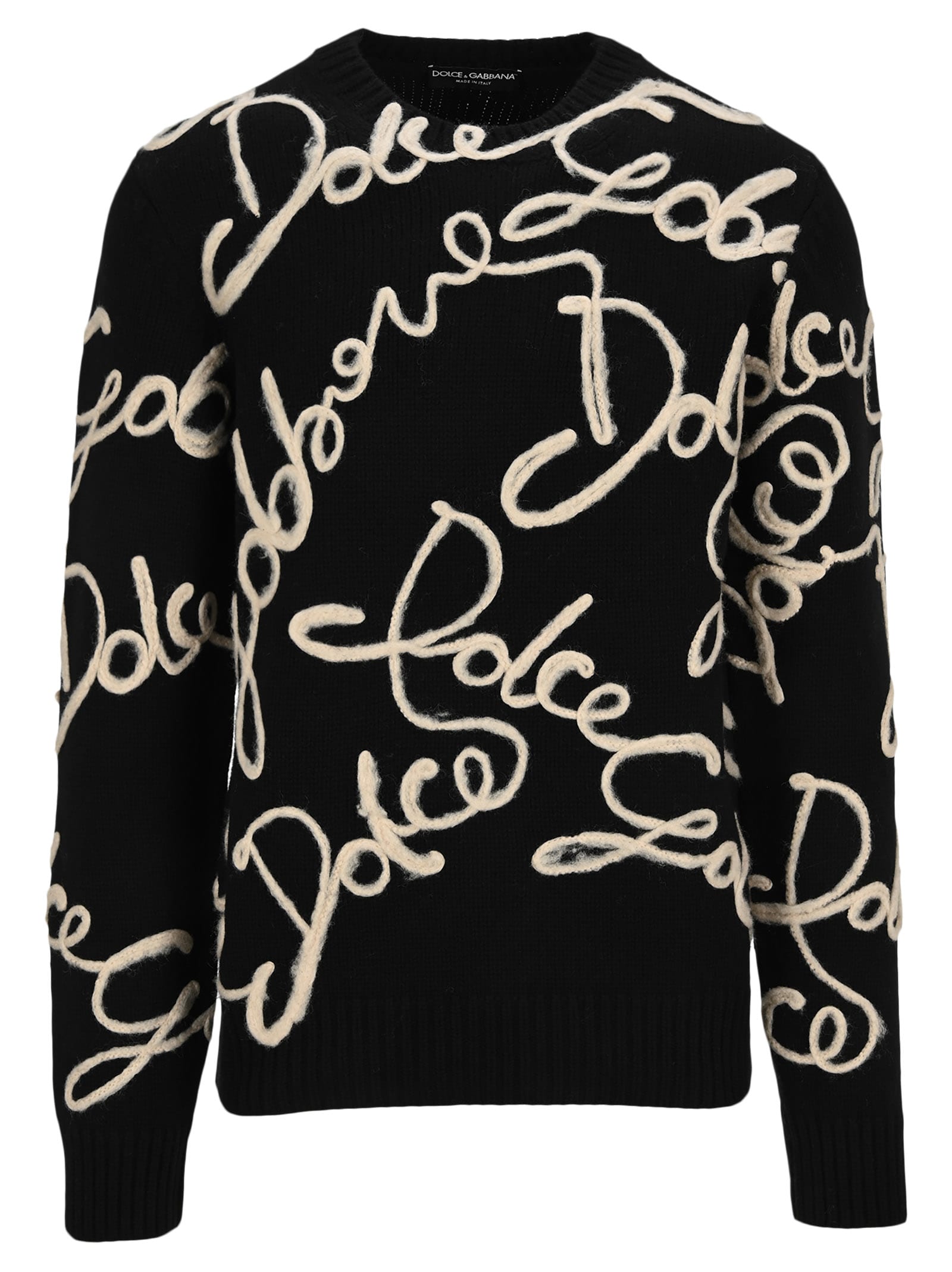 Dolce & Gabbana Dolce & gabbana Black Logo-embroidered Wool-blend Jumper