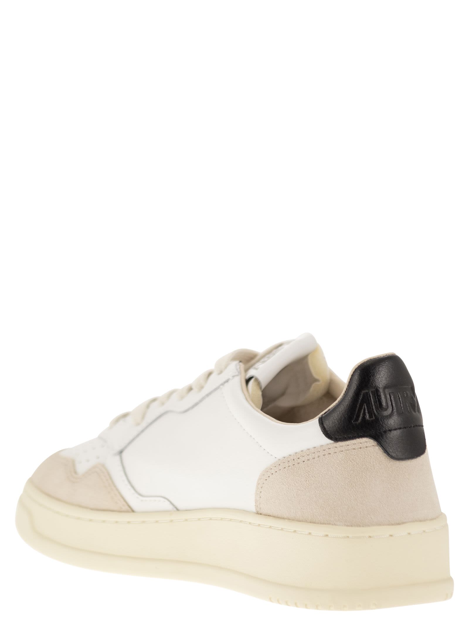 Shop Autry Medalist Low - Leather And Suede Sneakers In White Black