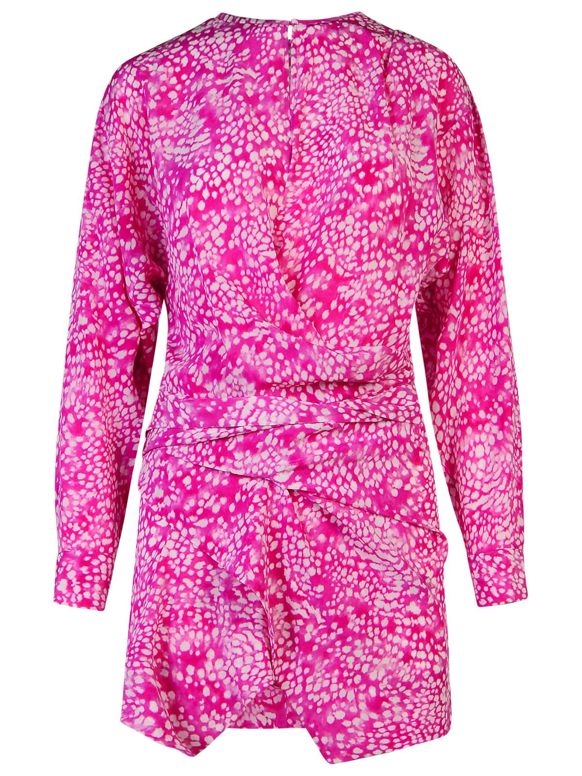 Shop Isabel Marant Habla Dress In Fuchsia Silk Blend