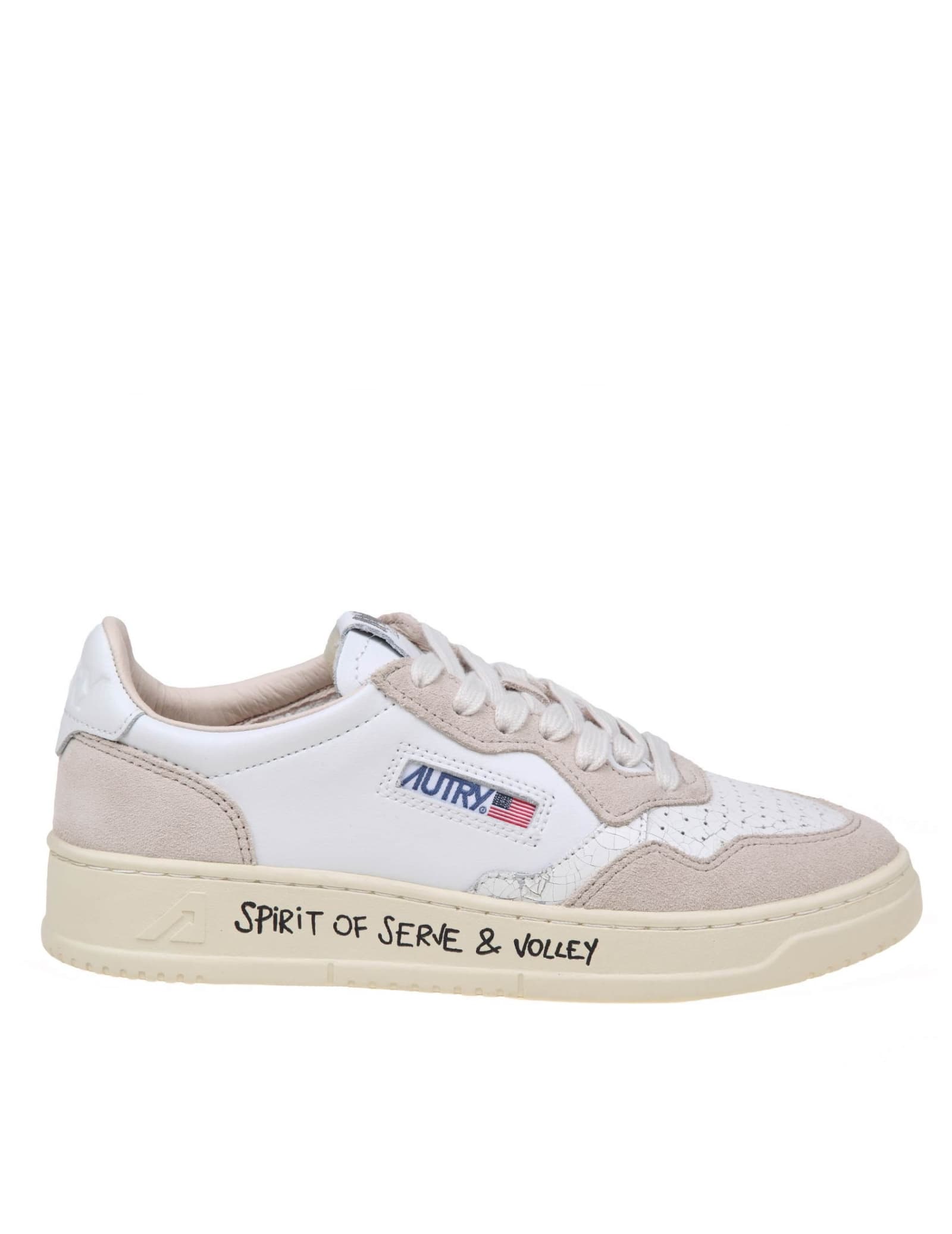 Shop Autry Sneakers In White And Sand Leather And Suede In Beige