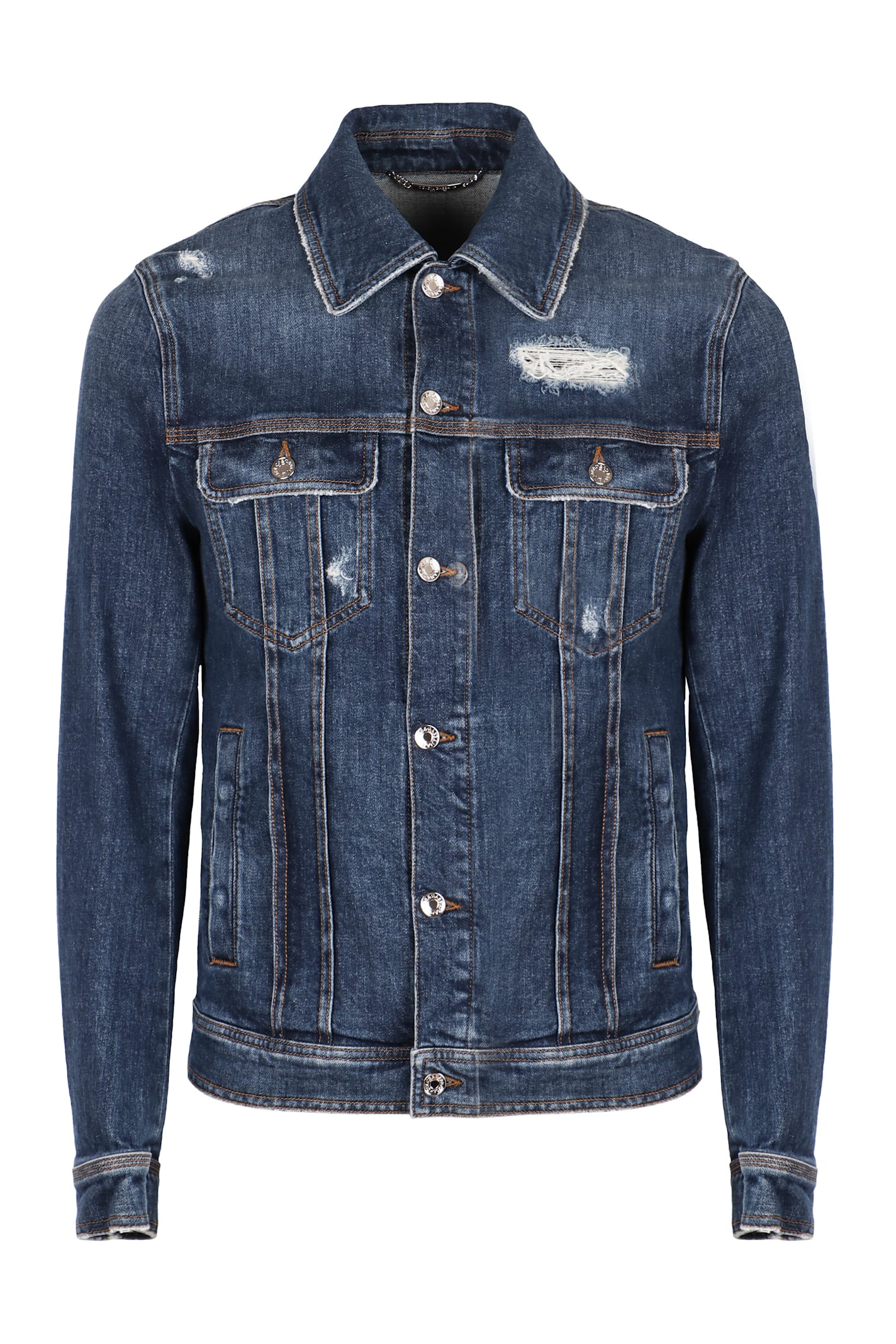 Shop Dolce & Gabbana Destroyed Denim Jacket