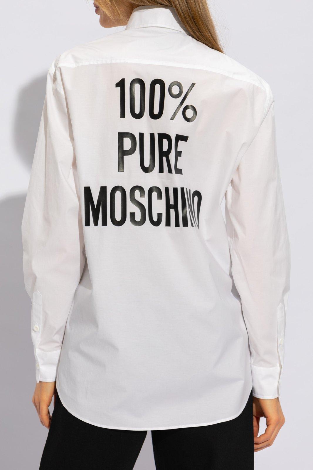 Shop Moschino Logo Printed Long-sleeve Shirt