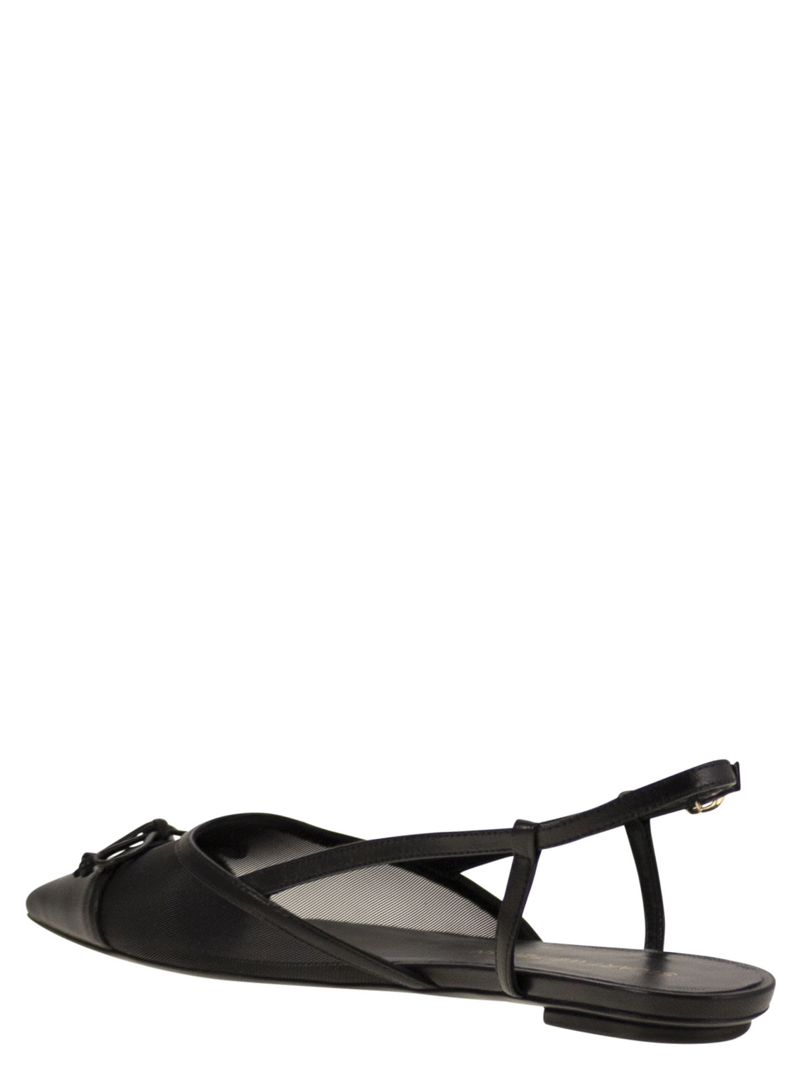 Stuart Weitzman Black Slingback Ballerinas With Pointed Design In Black