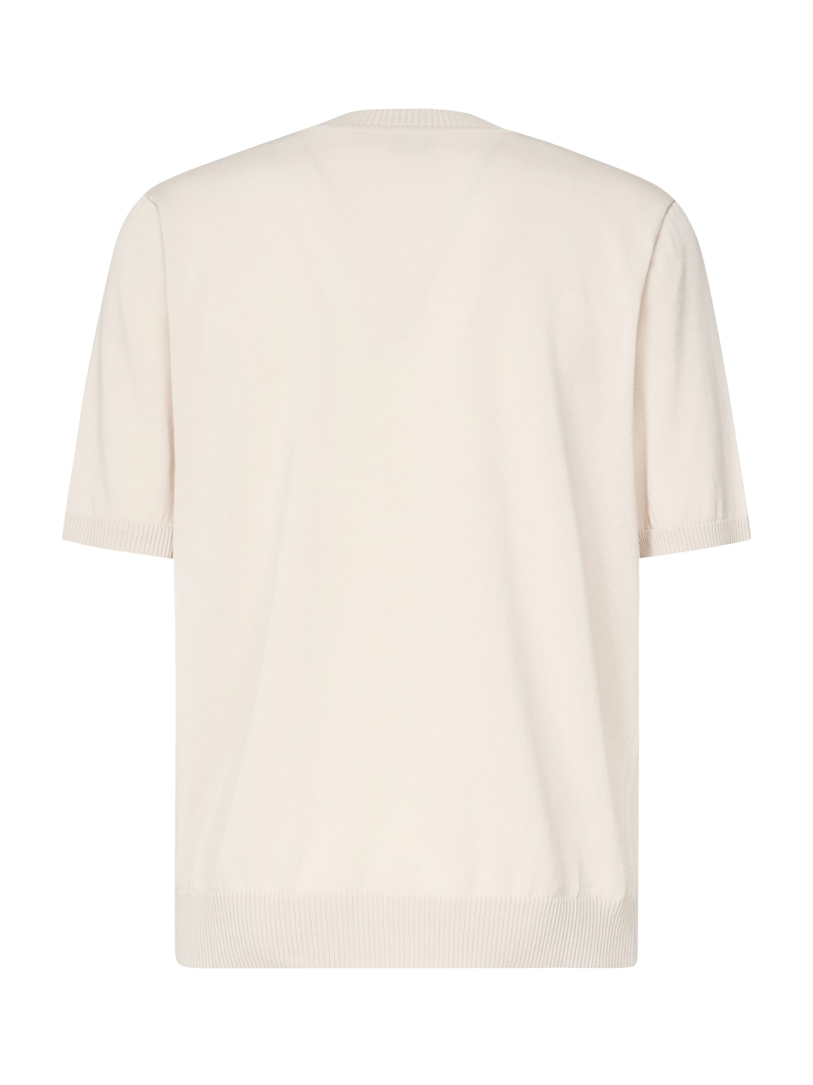 Eleventy Sand Knit Round Neck Short-sleeved Shirt In Sand