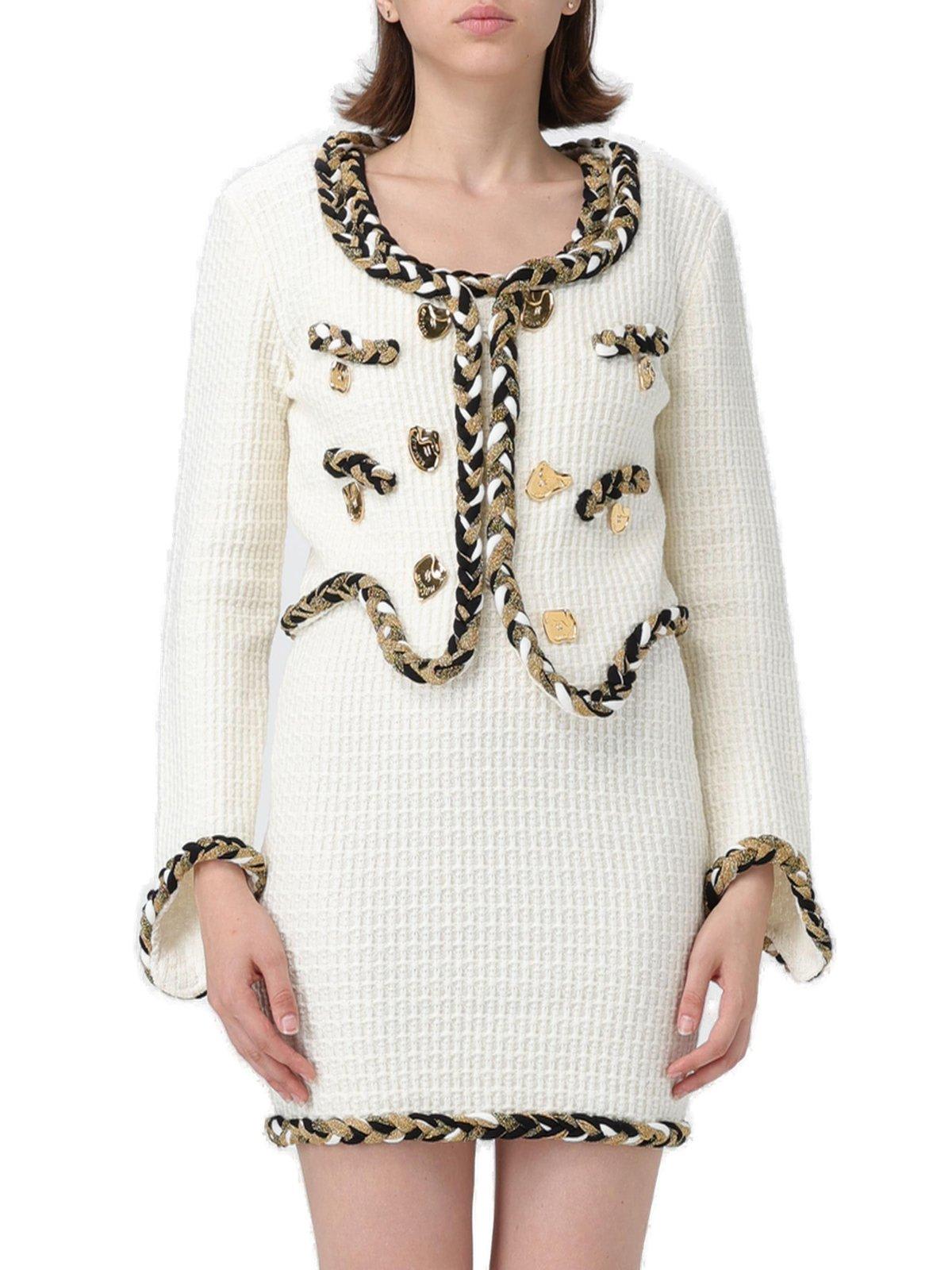 Shop Moschino Morphed Effect Cardigan  In White