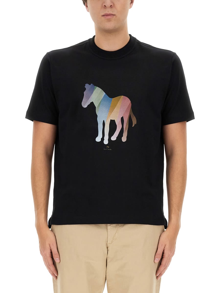 Shop Ps By Paul Smith Zebra Print T-shirt In Black