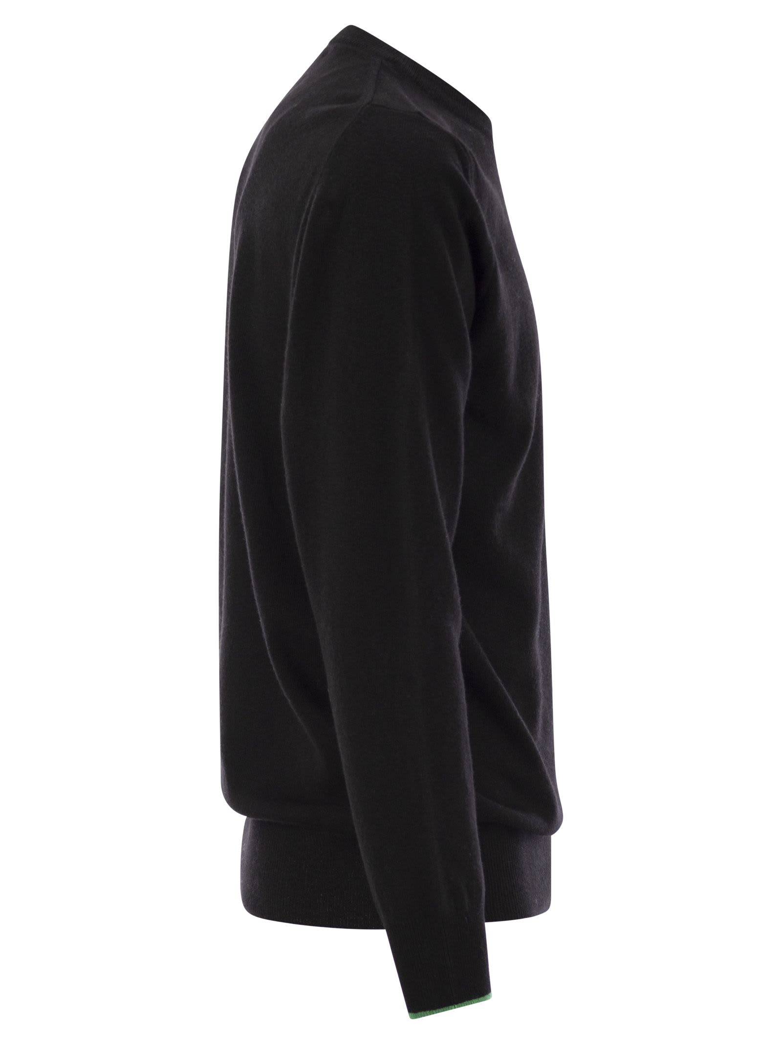 Shop Mc2 Saint Barth Non Ci Resta Che Sbocciare Sweater In Wool And Cashmere Blend In Black