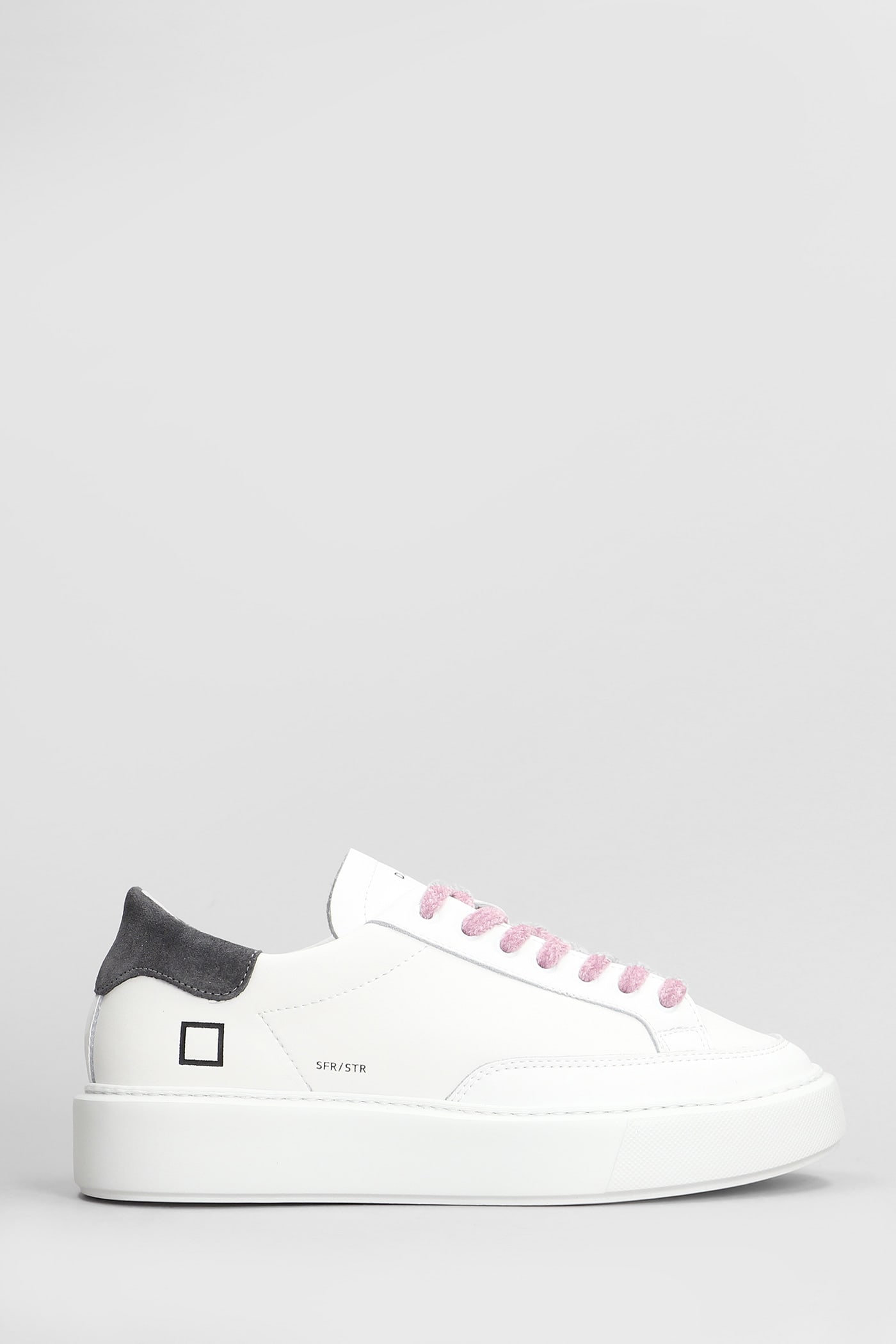 DATE SFERA STRIPE SNEAKERS IN WHITE LEATHER 