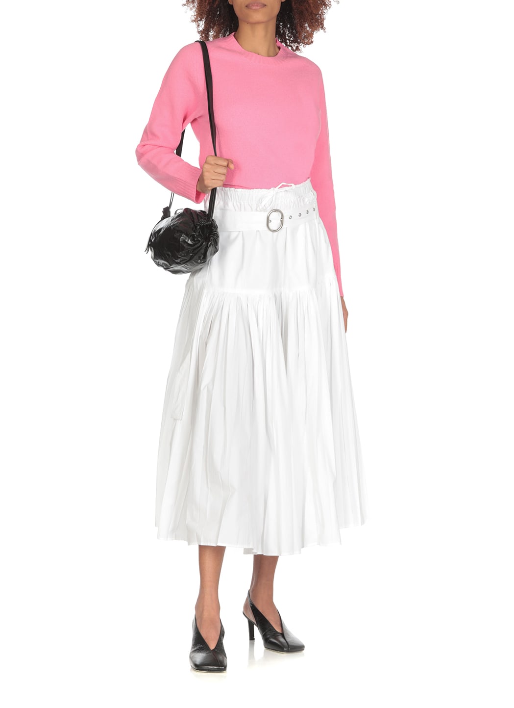 Shop Jil Sander Long Pleated Skirt In Bianco