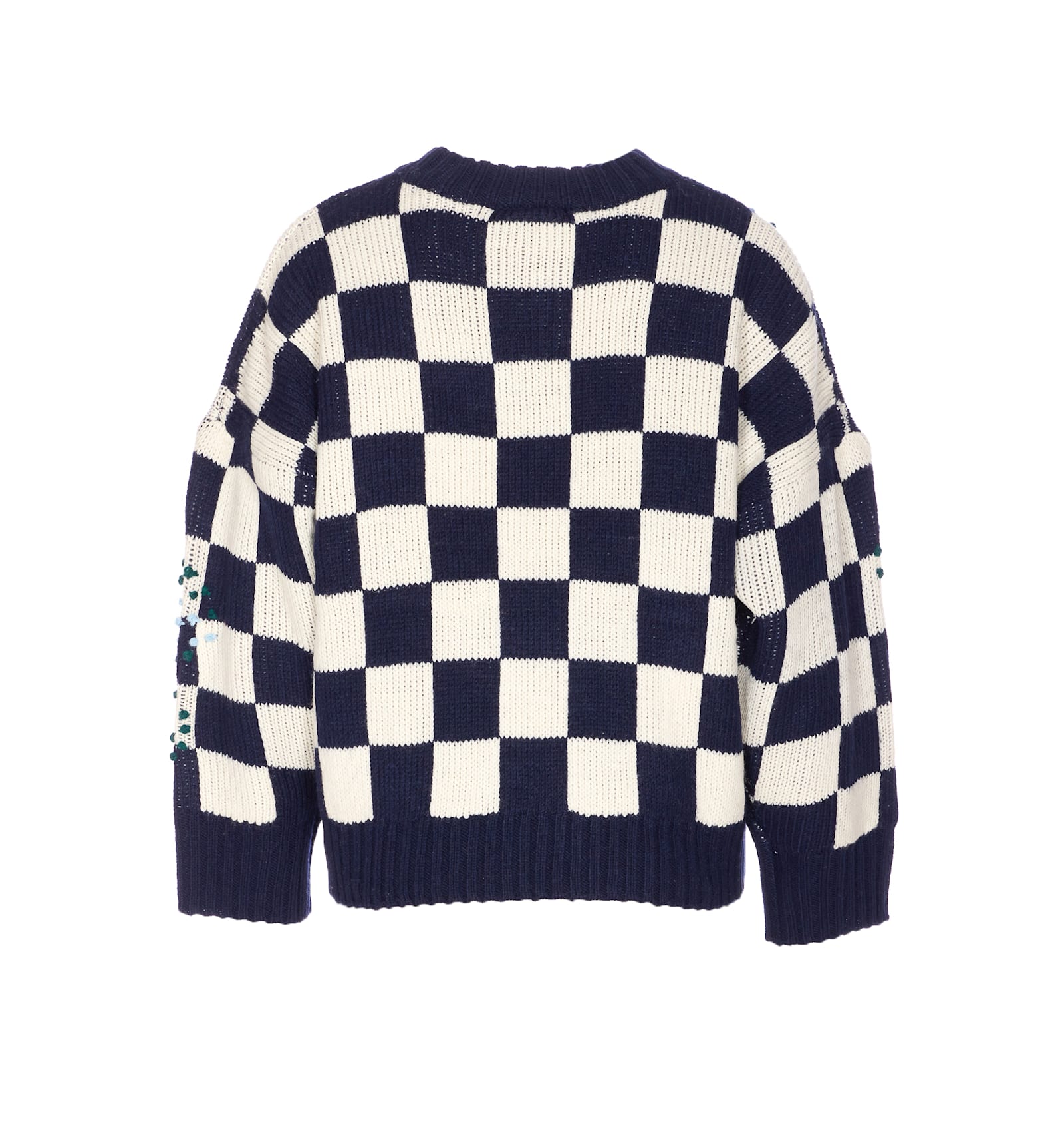 Essentiel Antwerp Embroidered Check Sweater In Blue