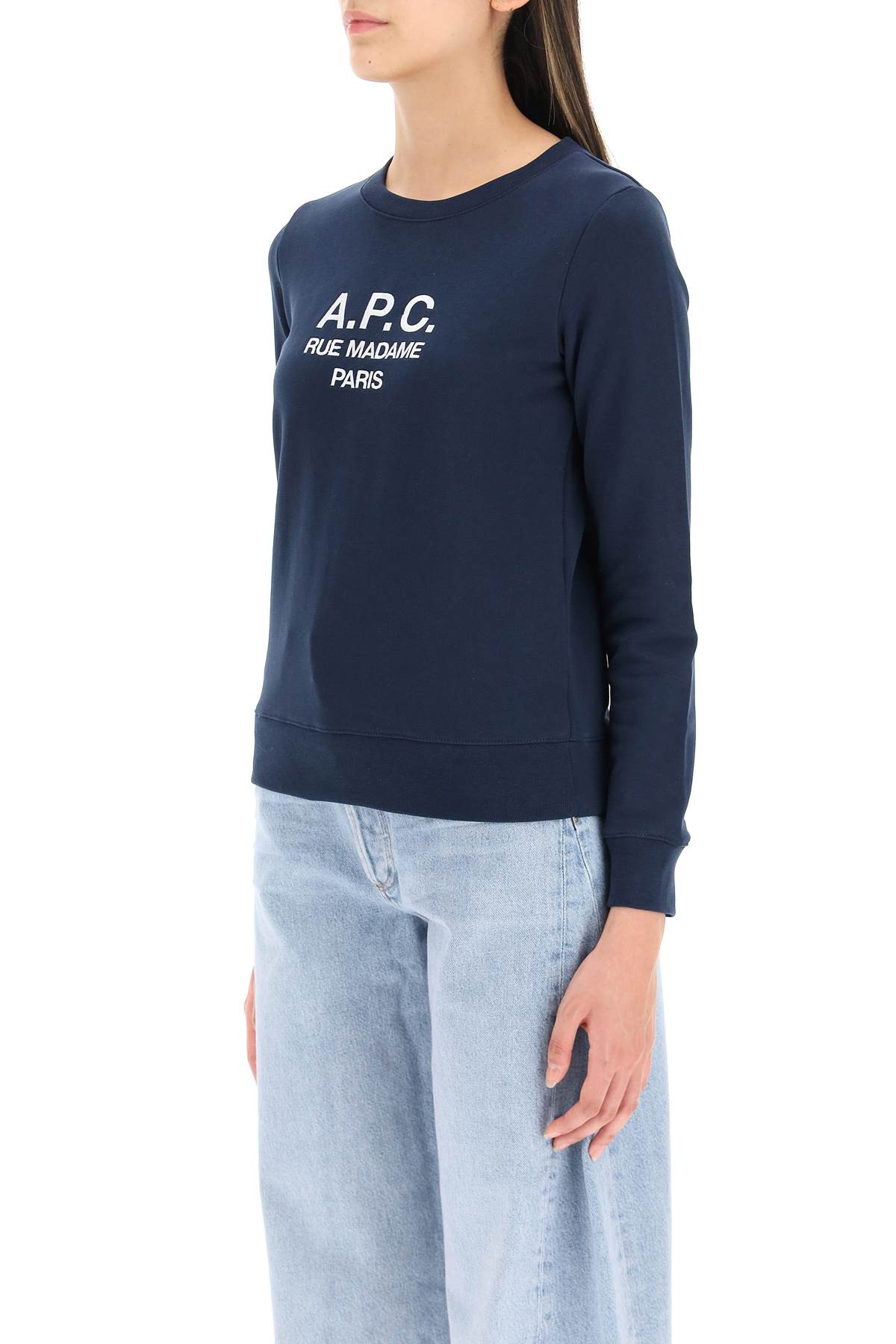 Shop Apc Tina Sweatshirt With Embroidered Logo In Marine (blue)