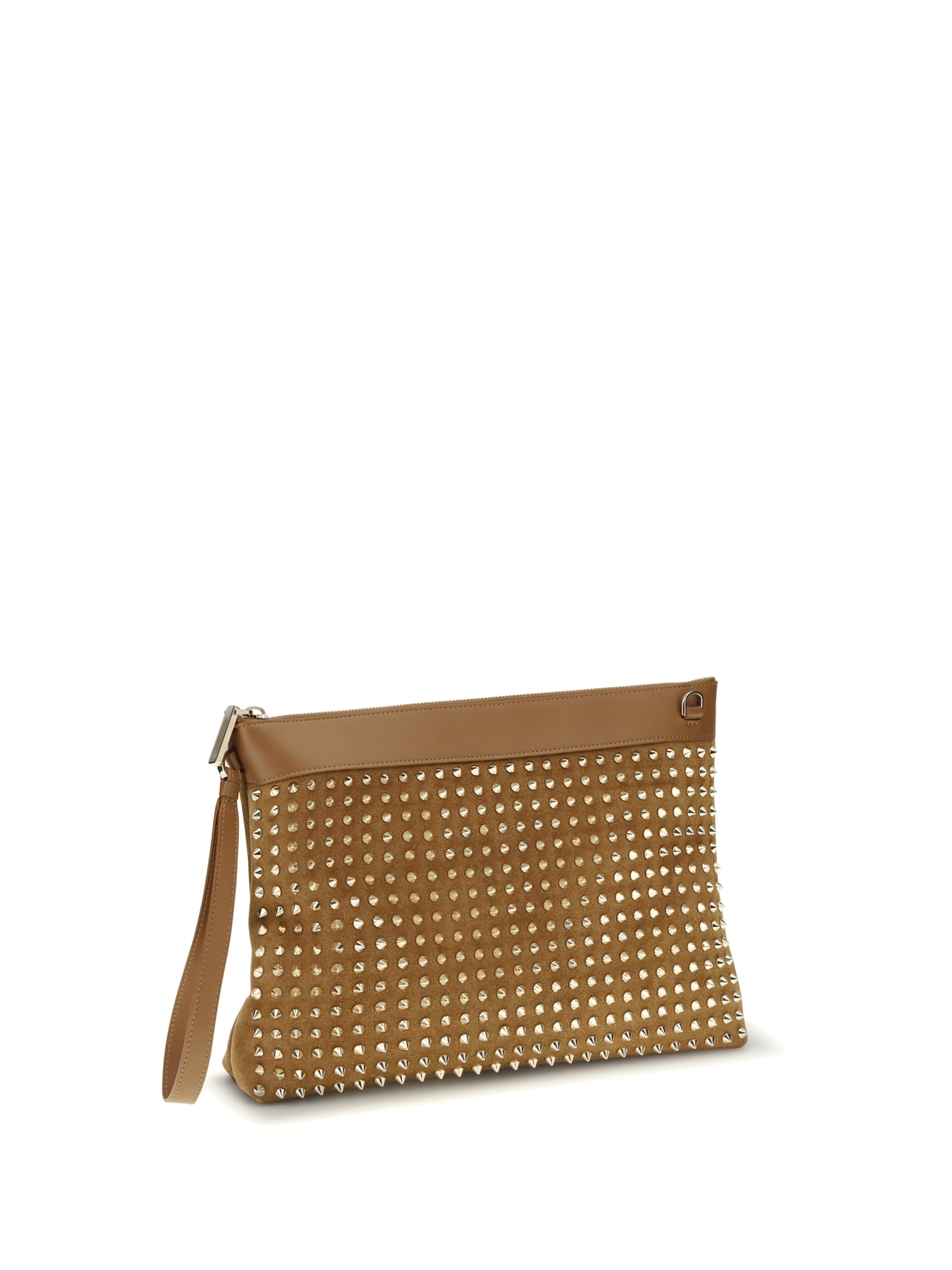 Christian Louboutin Men Funky Leather Pouch In Brown