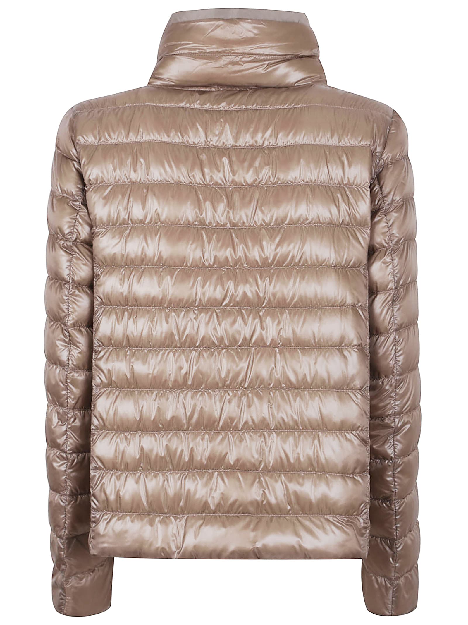 Herno Reversible Down Padded Jacket With High Collar In Tortora Chantilly