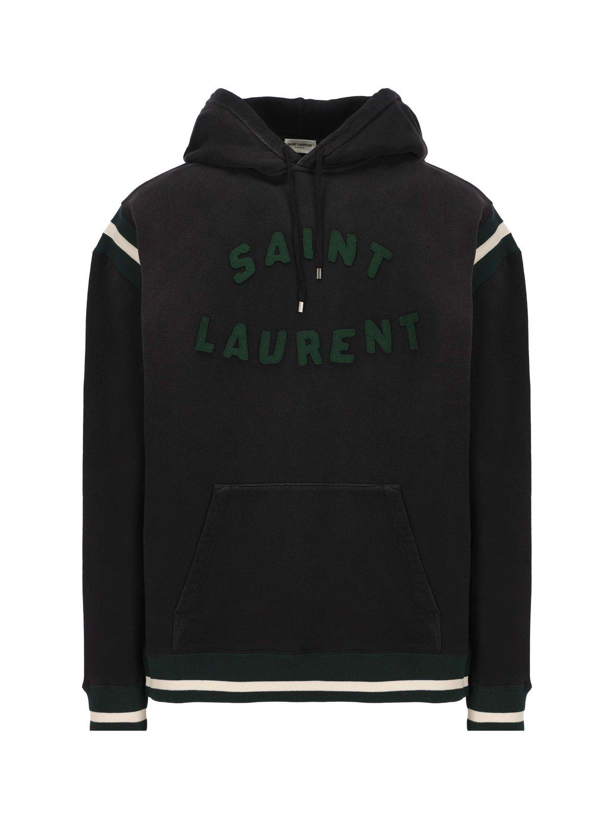 Saint Laurent Logo Detailed Drawstring Hoodie