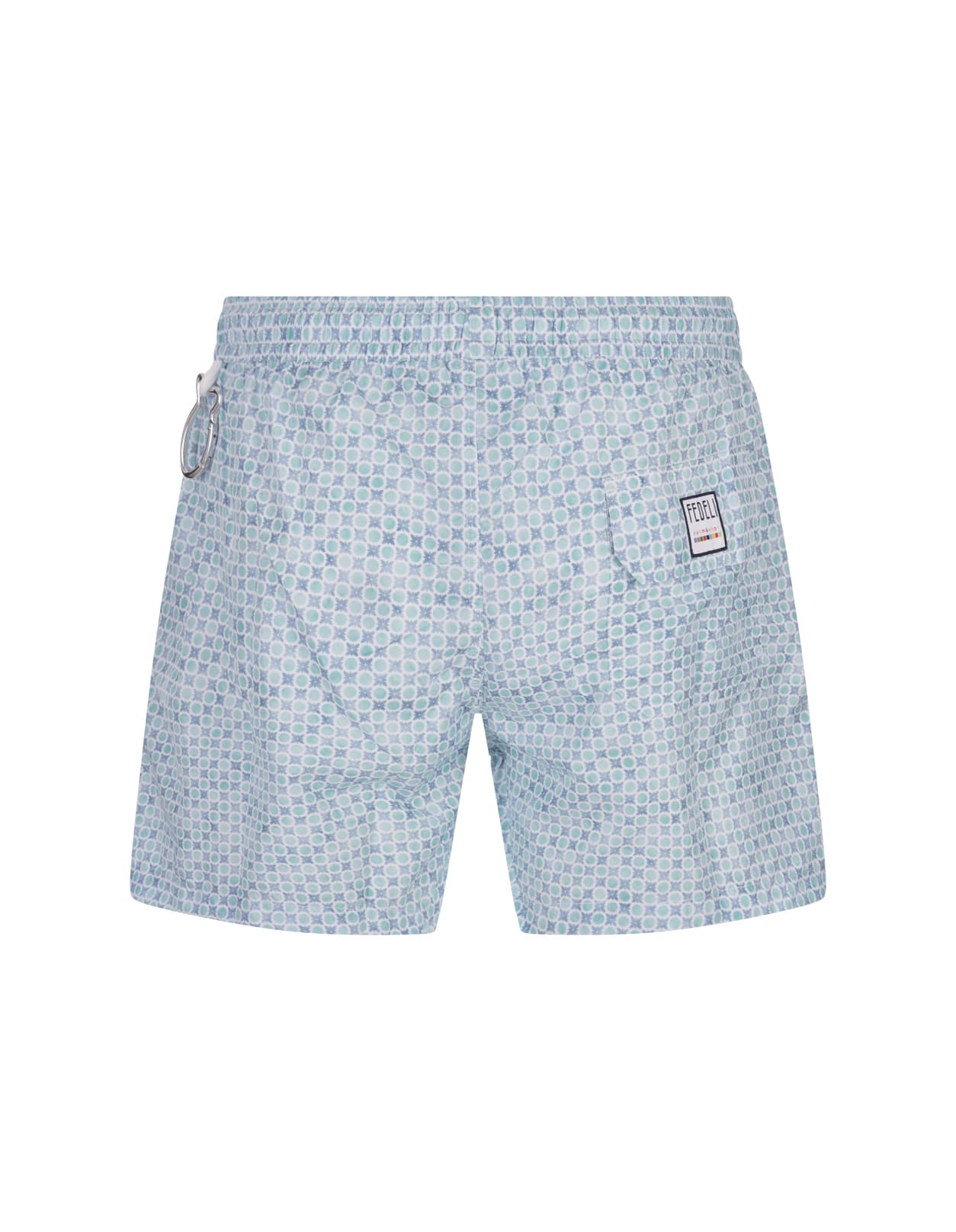 Shop Fedeli Swim Shorts With Micro Pattern Of Polka Dots And Flowers In Blue